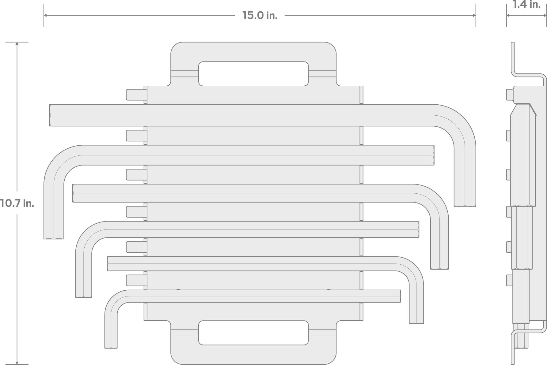 Specs for Flat End Hex L-Key Set with Rack, 6-Piece (7/16-3/4 in.)