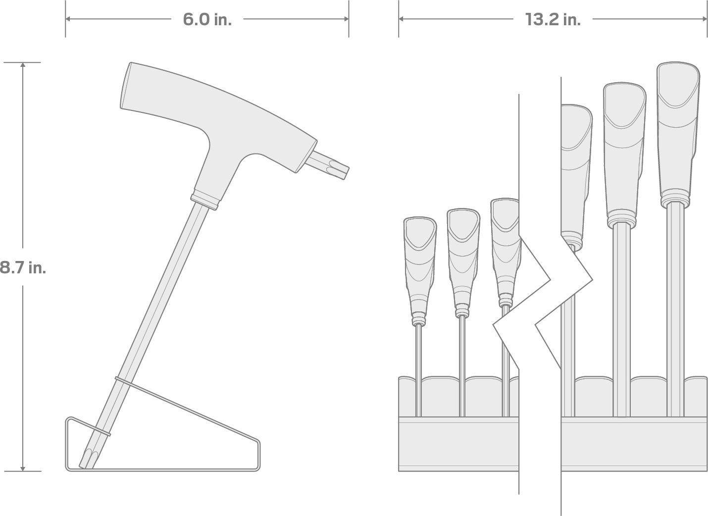 Specs for Star T-Handle Key Set with Stand, 13-Piece (T6-T50)