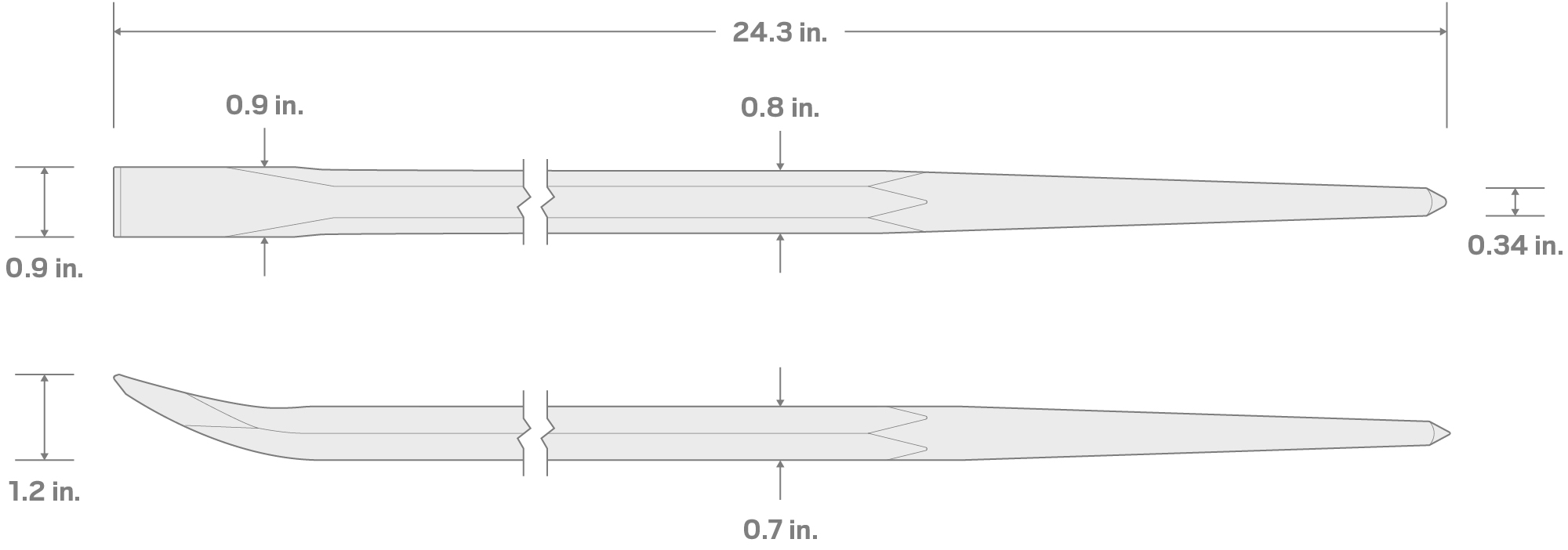 Specs for 24 Inch Angled End Alignment Pry Bar