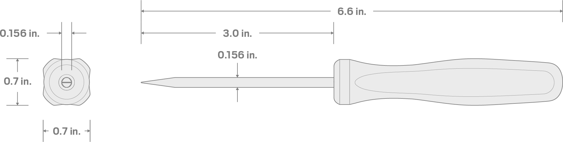 Specs for 5/32 Inch x 6-1/2 Inch Straight Mini Pry Bar