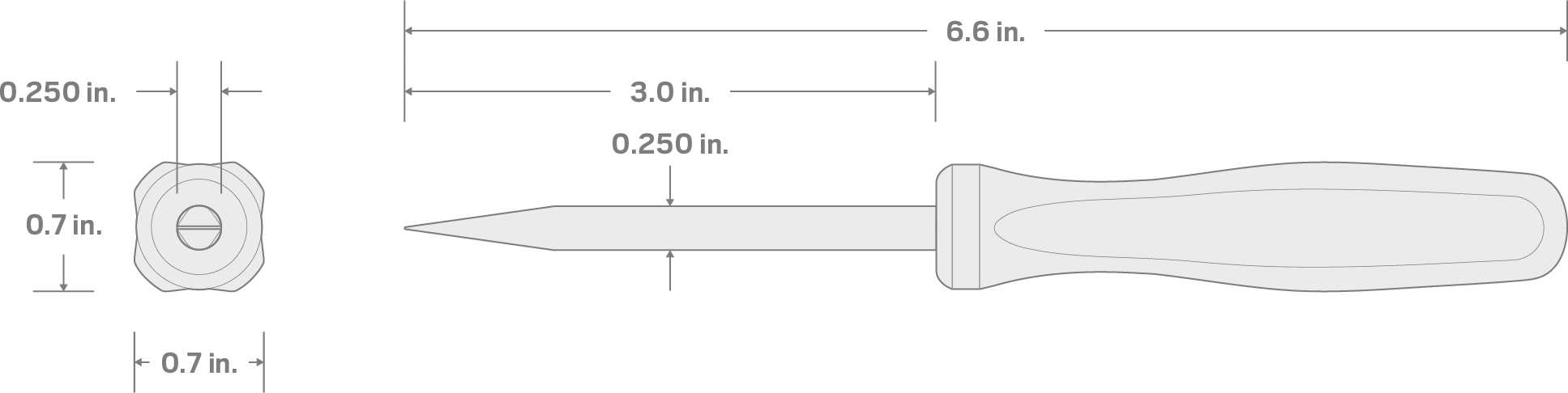 Specs for 1/4 Inch x 6-1/2 Inch Straight Mini Pry Bar