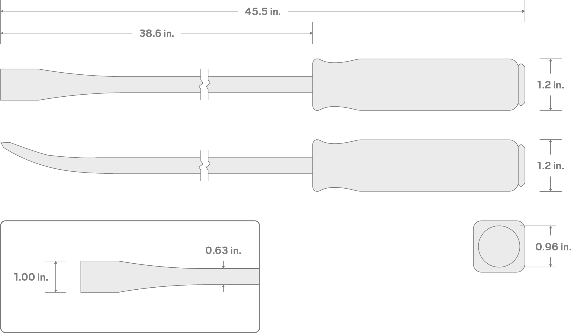 Specs for 45 Inch Angled End Handled Pry Bar