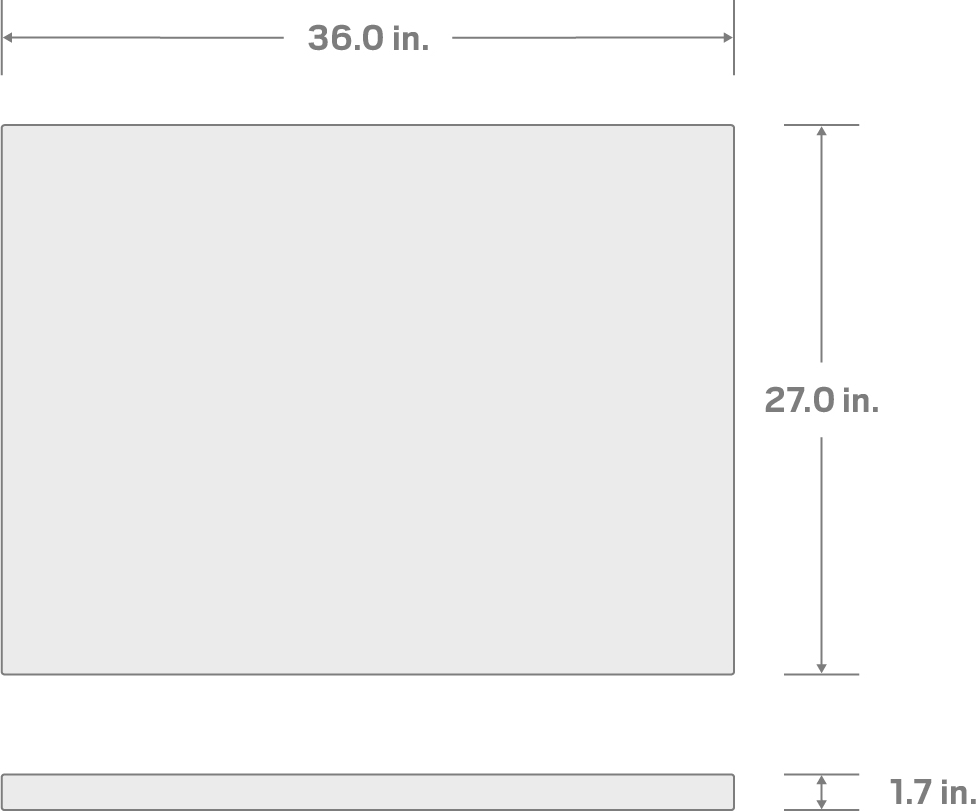 Specs for Hardwood Block Top (36 W x 27 D in.)