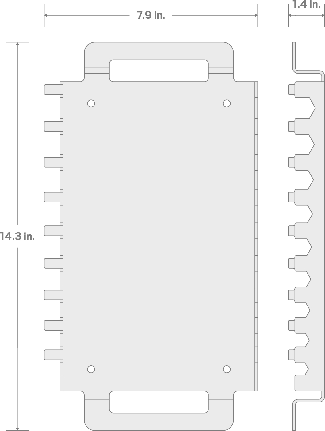 Specs for 9-Tool Hex L-Key Rack (11-19 mm)