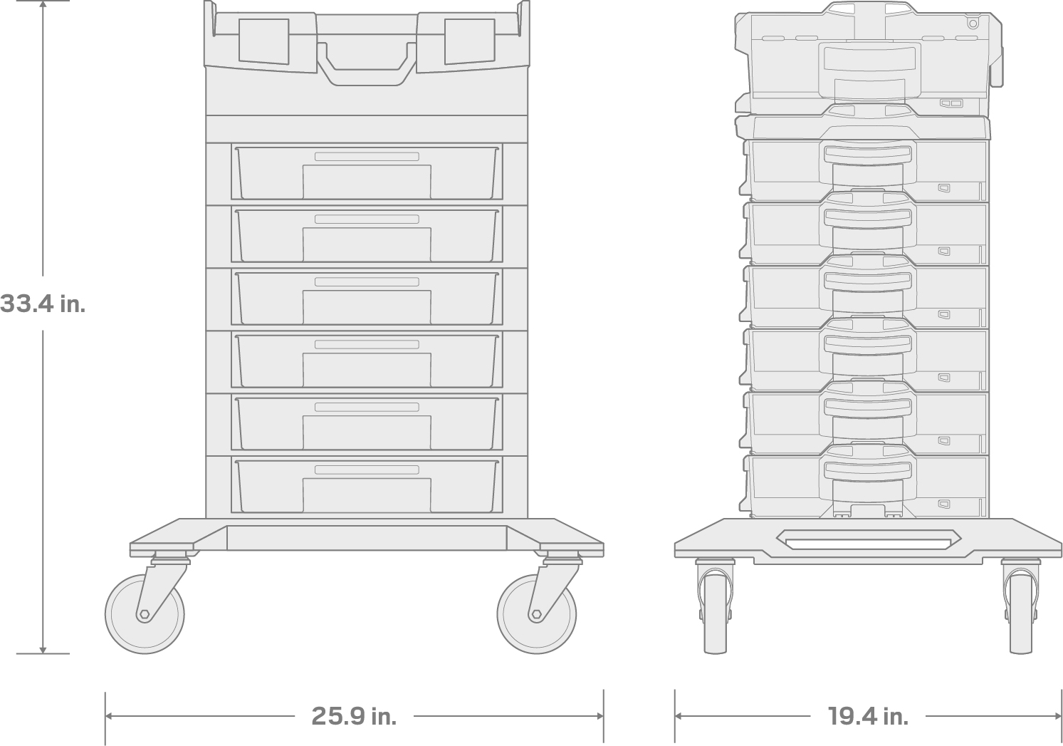 Specs for 248-Piece Tool Set in Modular Stacking Tool Cart (6-Drawer)
