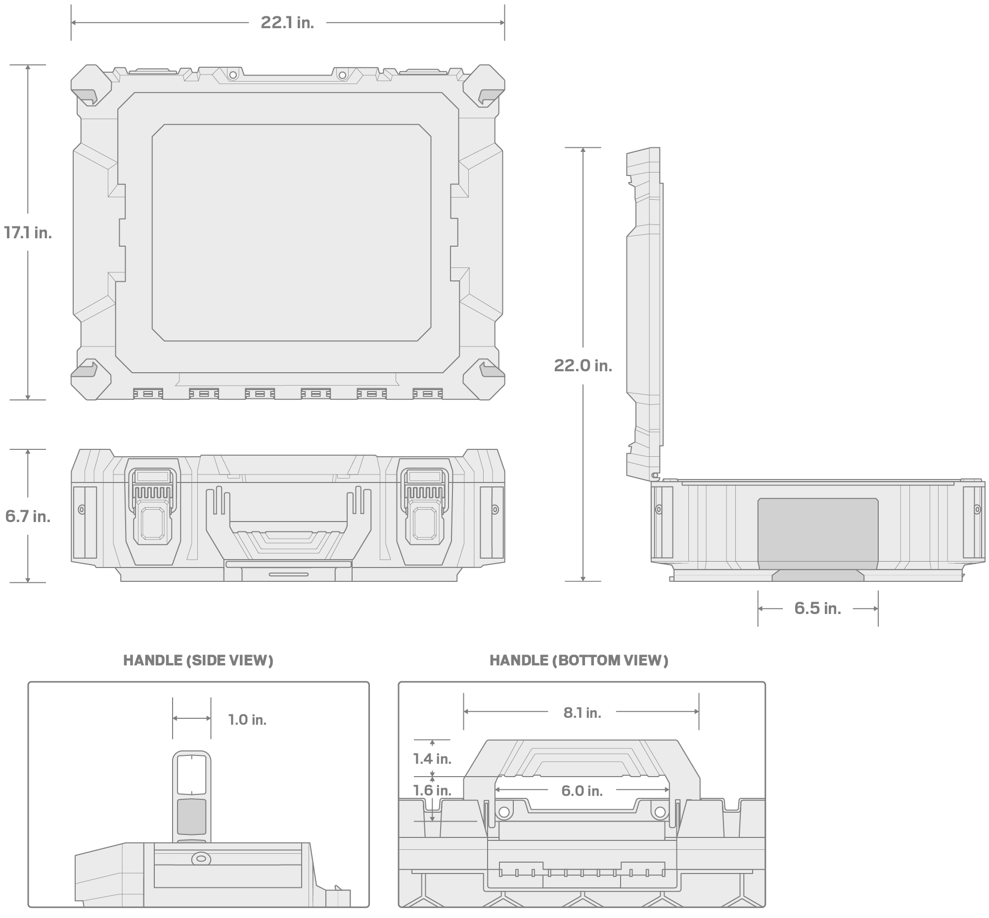 Specs for RIG Tool Box (Slate Gray)