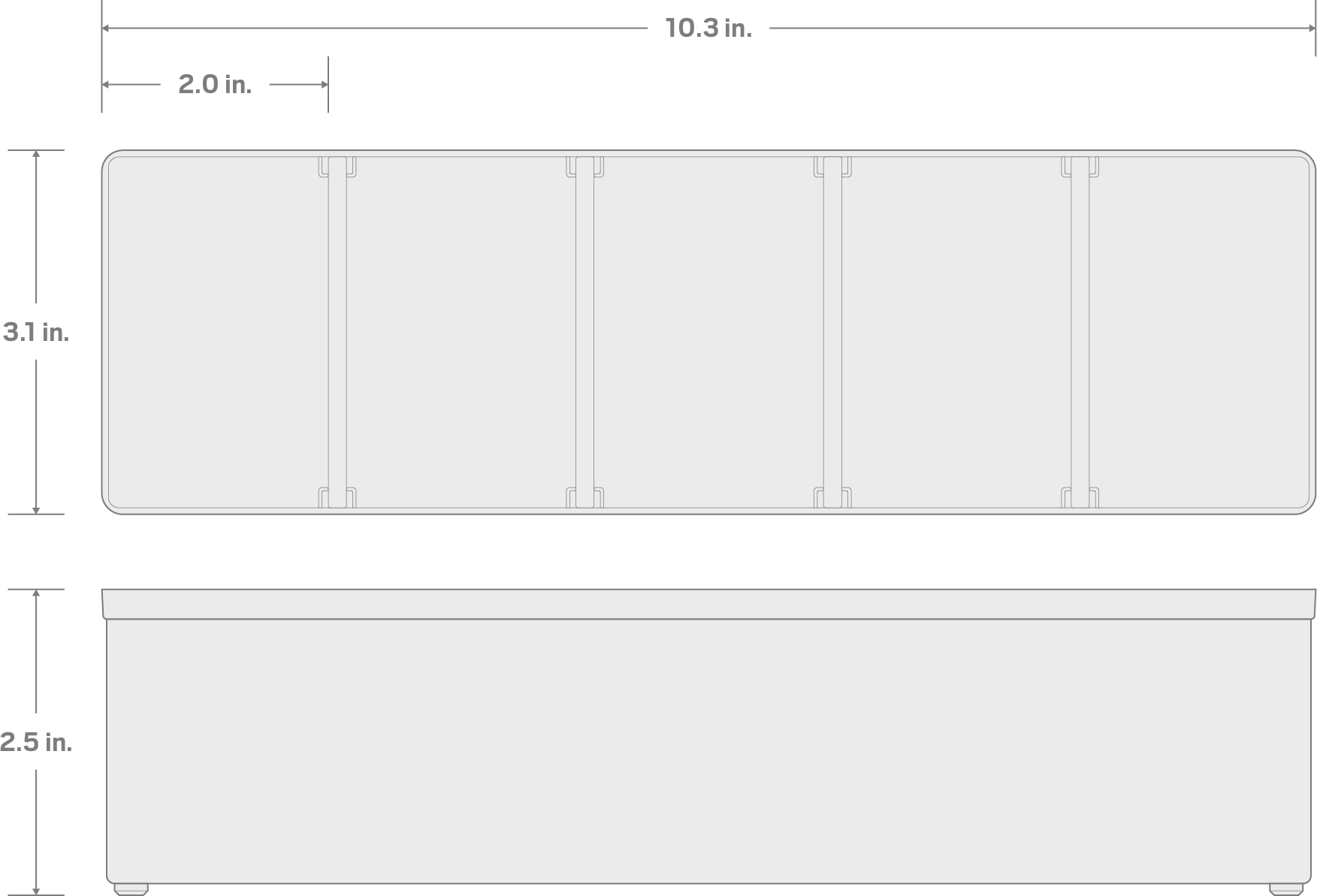 Specs for Organizer Bin with Dividers, Gray (3 x 10 Inch)