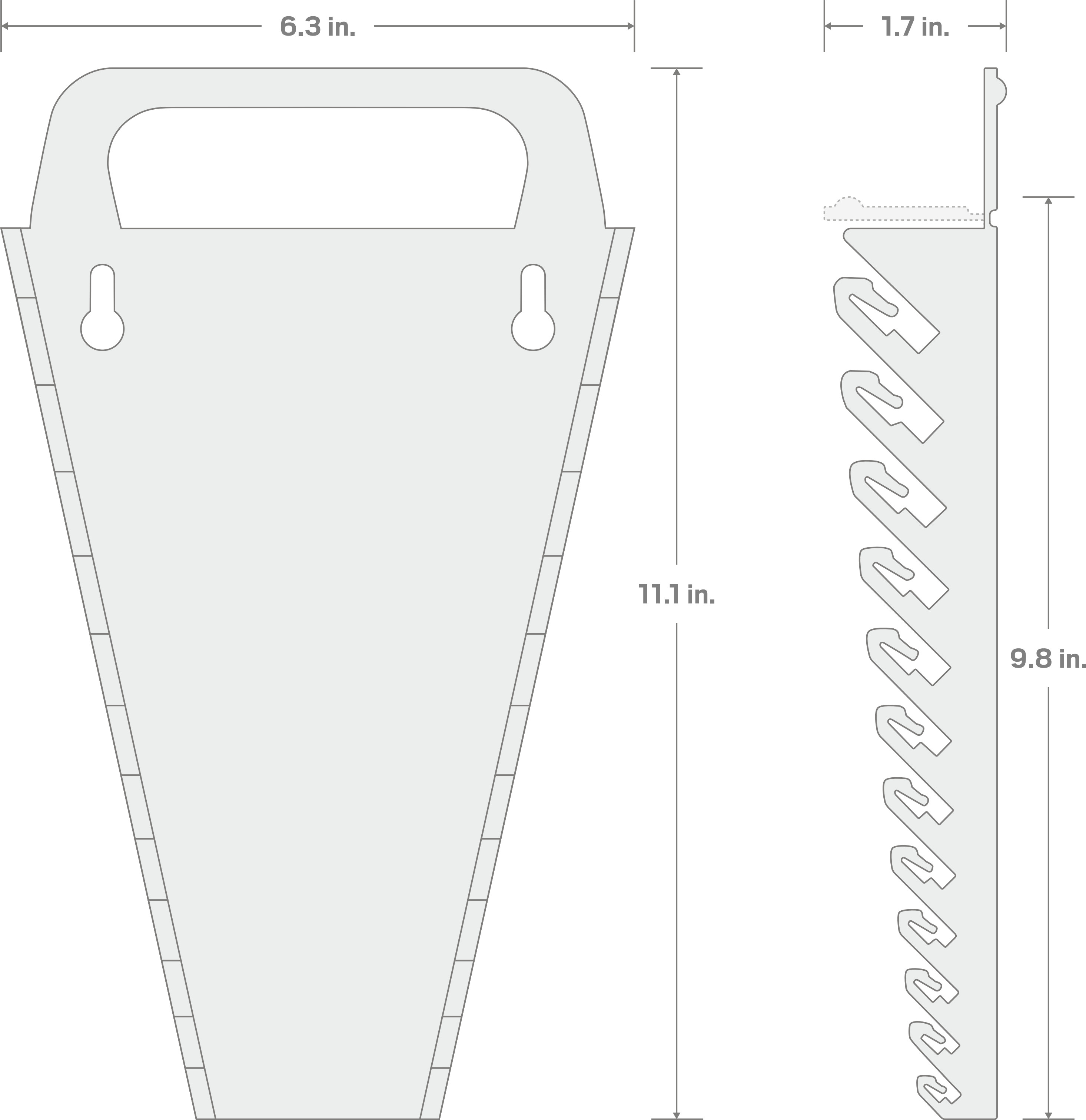 Specs for 12-Tool Combination Wrench Holder (Red)