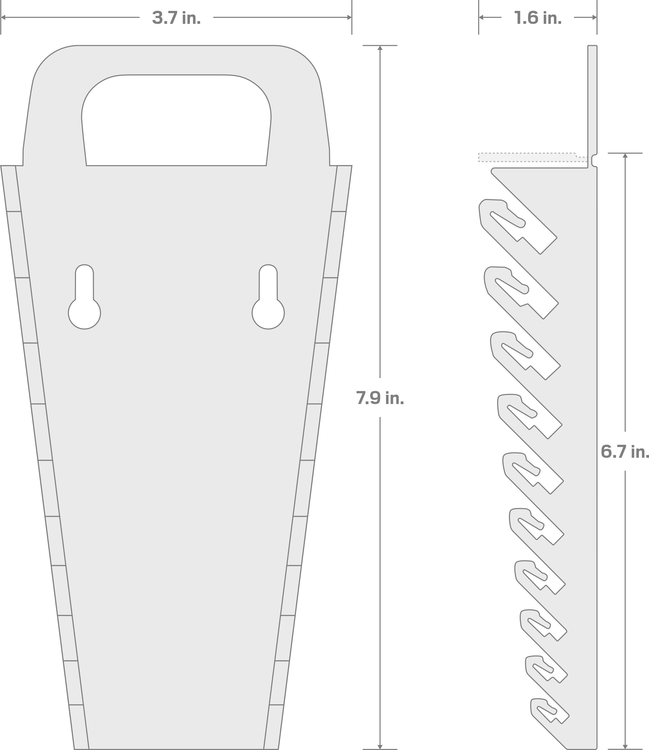 Specs for 10-Tool Angle Head Wrench Holder (Black)