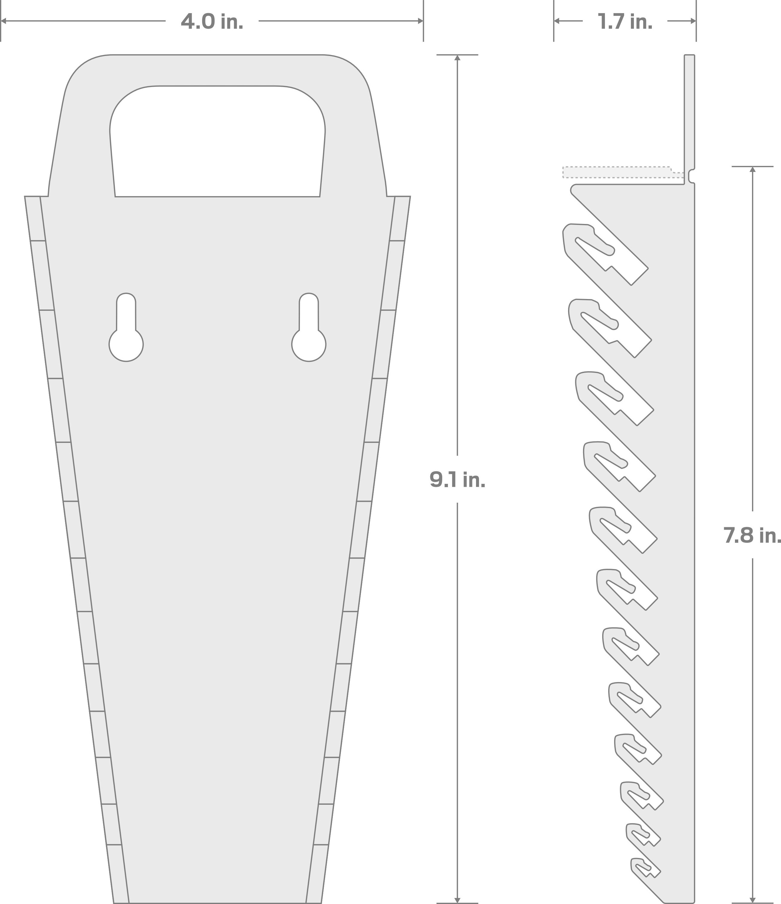 Specs for 12-Tool Angle Head Wrench Holder (Red)