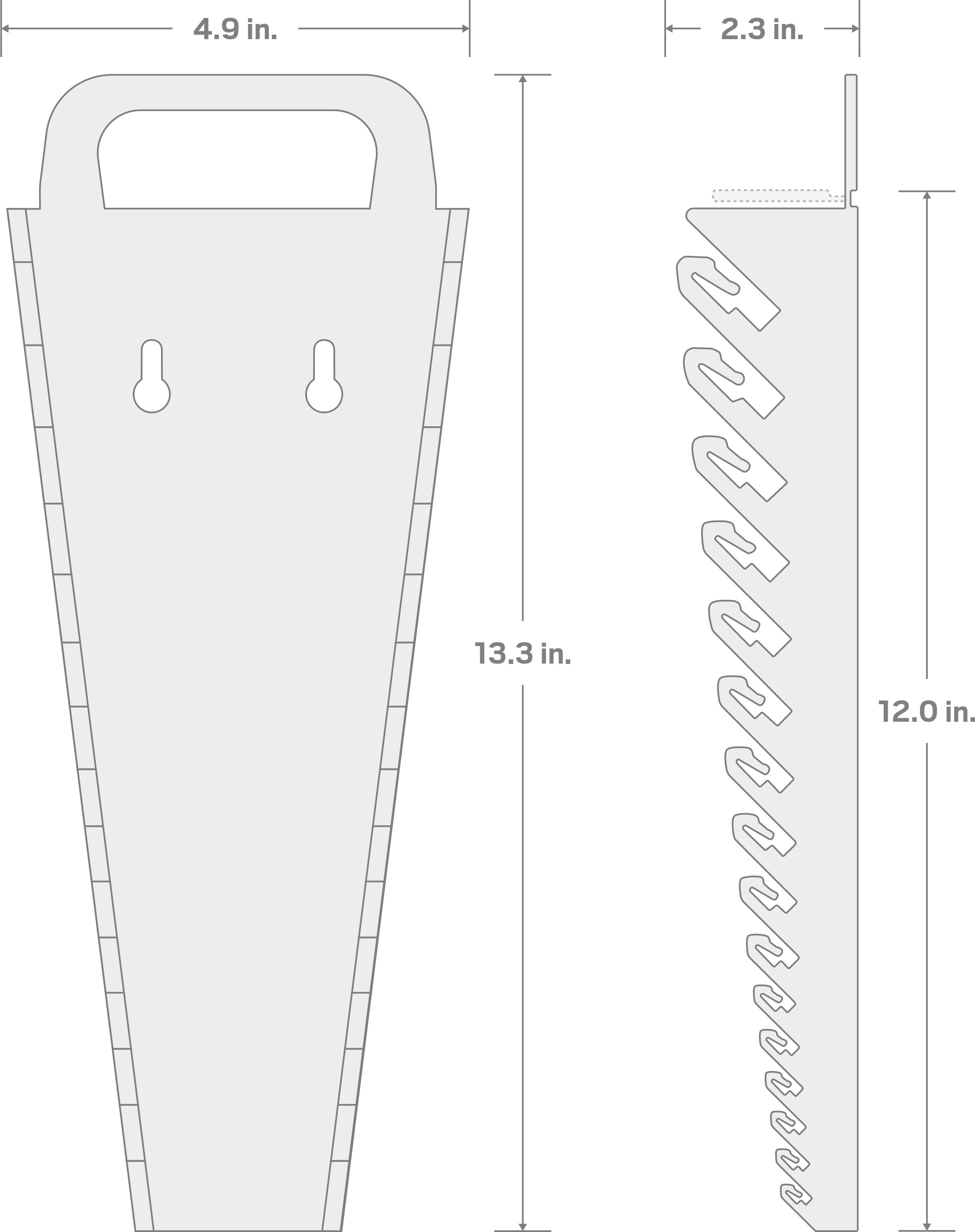 Specs for 16-Tool Angle Head Wrench Holder (Red)