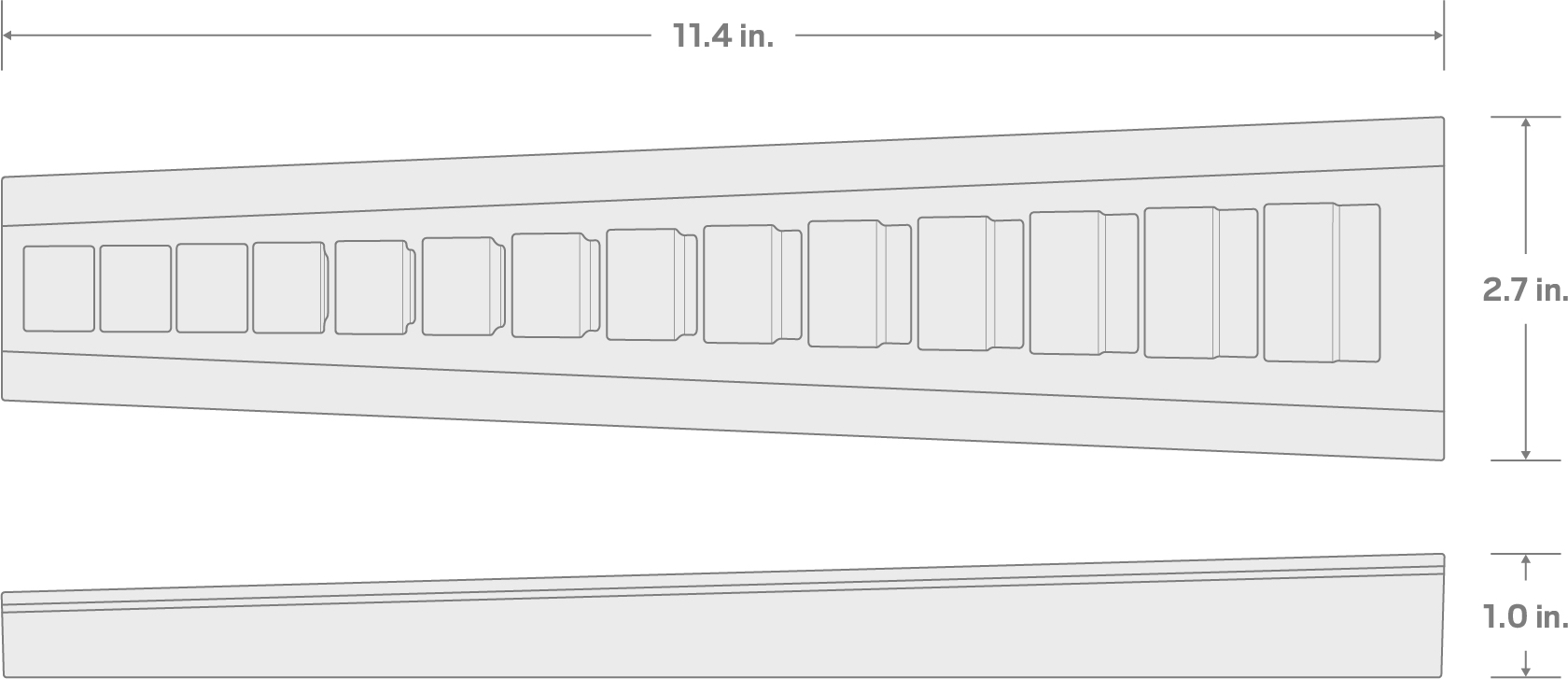 Specs for 14-Tool 3/8 Inch Drive Flare Nut Crowfoot Wrench Organizer Rack, Black (5/16 - 1-1/16 in.)