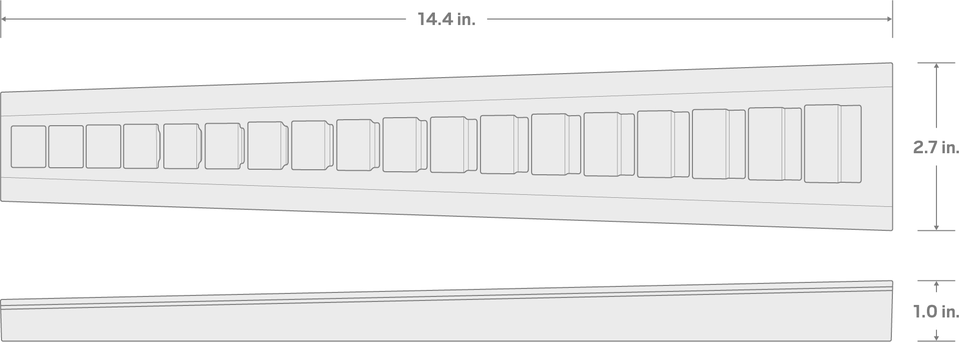 Specs for 18-Tool 3/8 Inch Drive Flare Nut Crowfoot Wrench Organizer Rack, Red (8-27 mm)