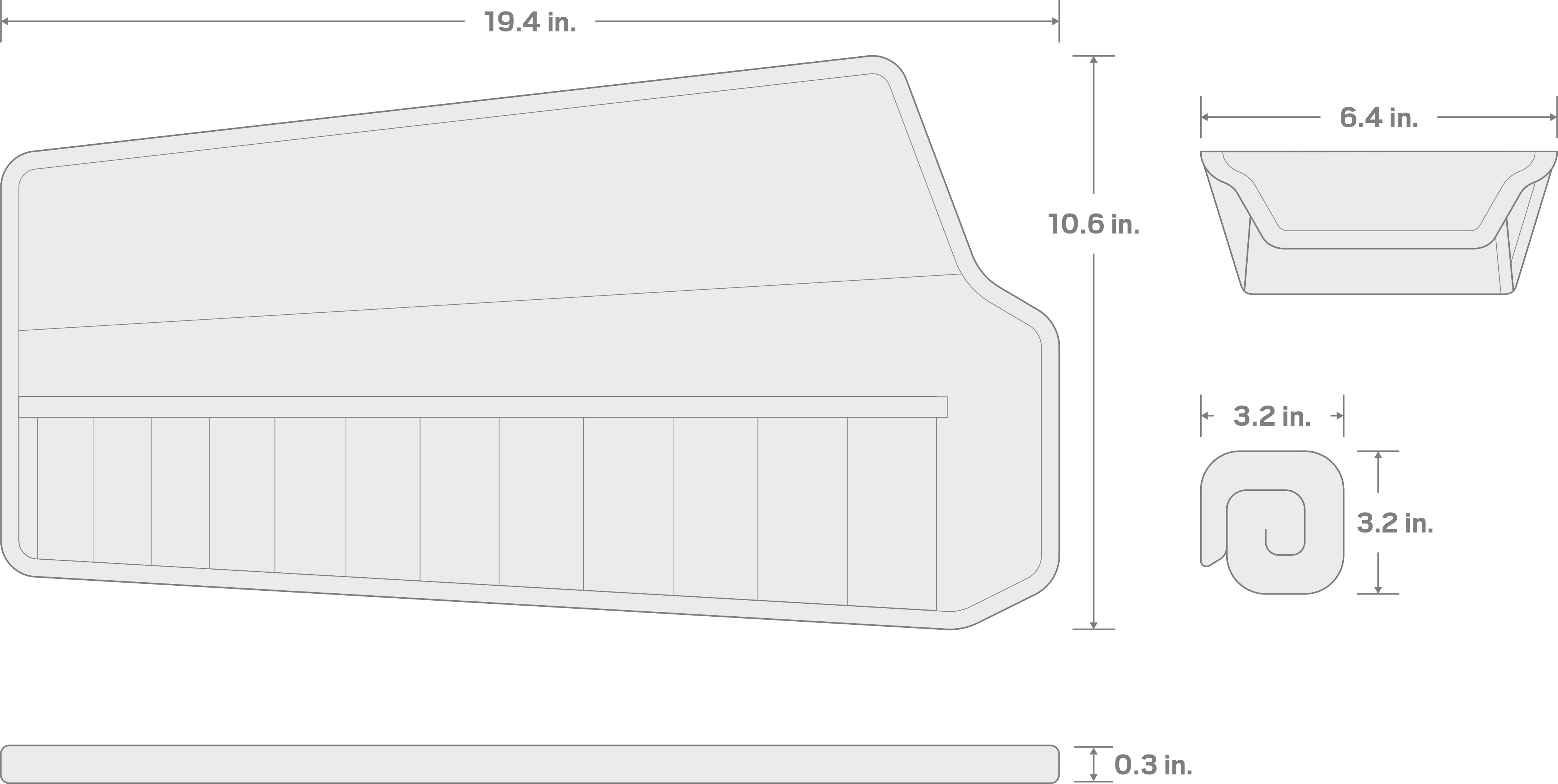 Specs for 12-Tool Stubby Combination Wrench Pouch (8-19 mm)