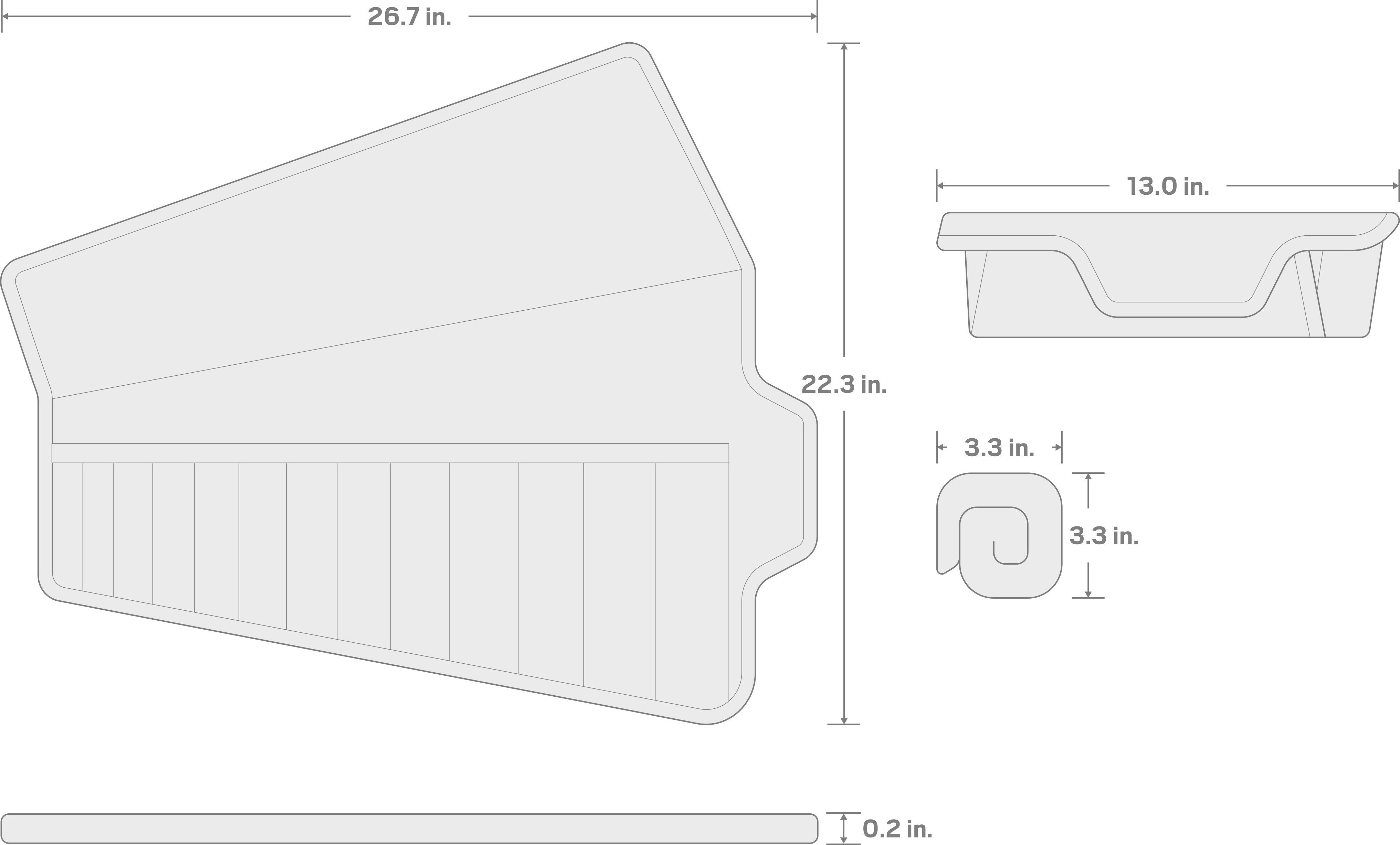 Specs for 13-Tool Ratcheting Combination Wrench Pouch (1/4-1 in.)