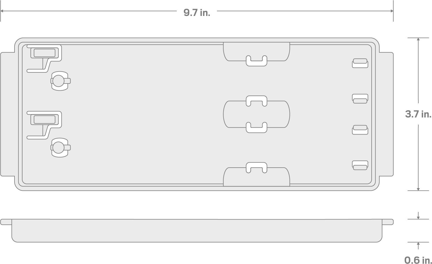 Specs for 8 Inch 2-Rail Tray