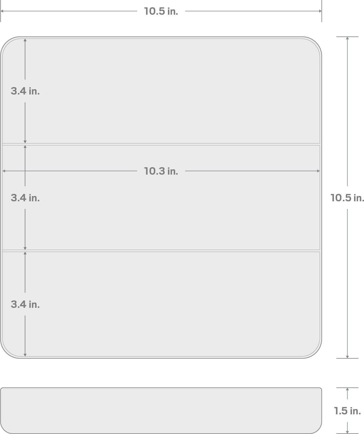 Specs for 3-Compartment Organizer Tray (Black)