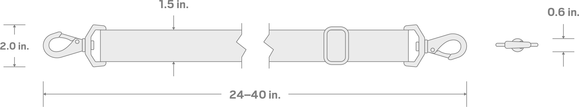 Specs for 40 Inch x 1.5 Inch Adjustable Shoulder Strap