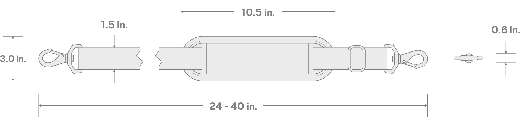 Specs for 40 Inch x 1.5 Inch Adjustable Shoulder Strap With Pad (High-Vis Orange)