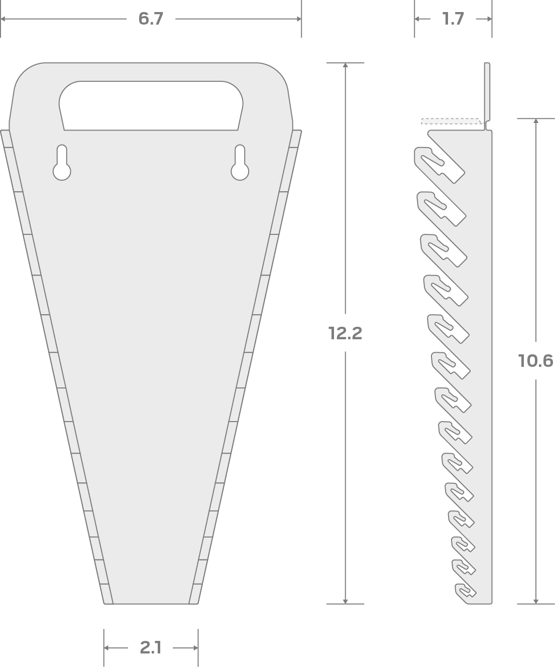 Specs for 14-Tool Combination Wrench Holder (Red)