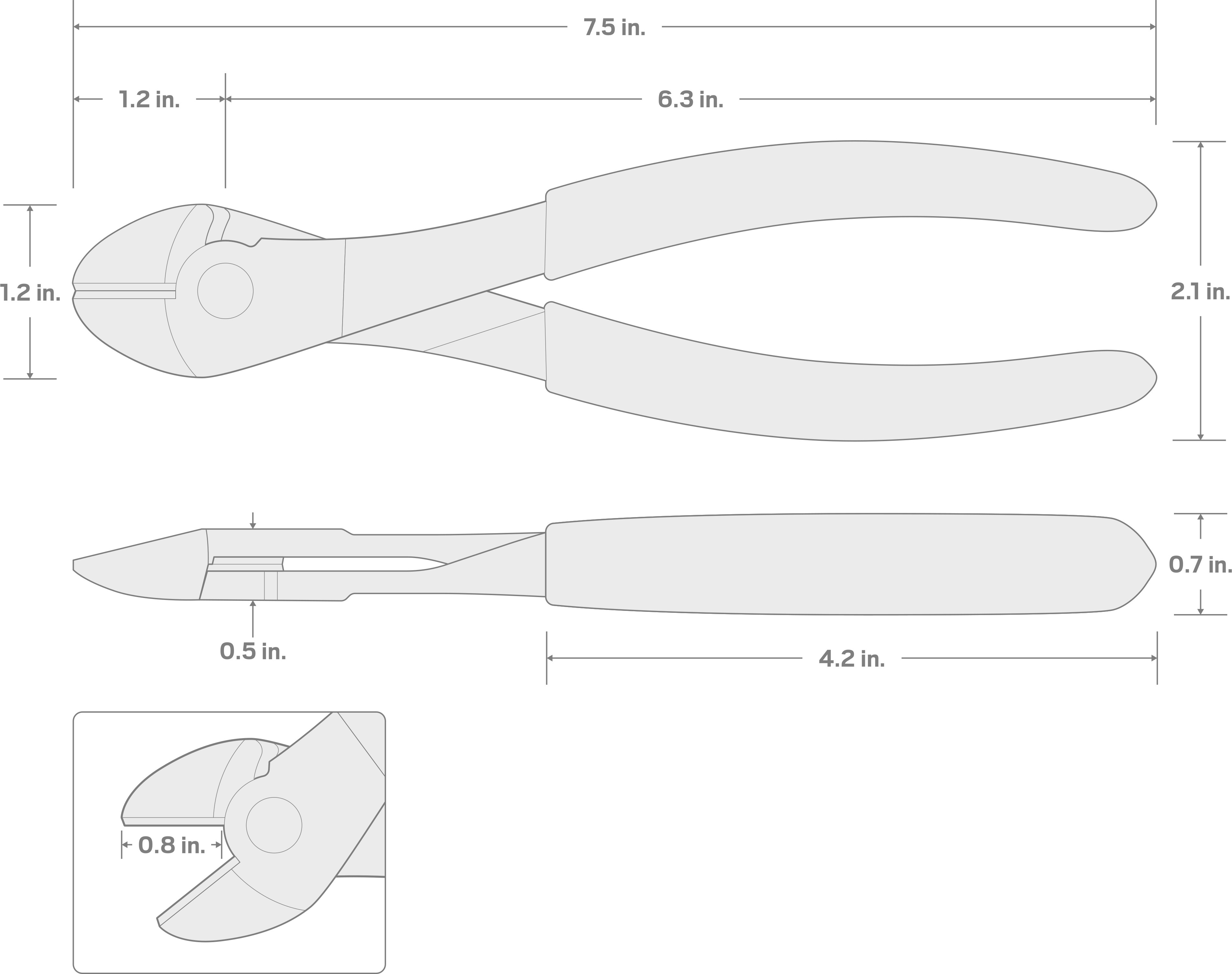 Specs for 7 Inch Diagonal Cutting Pliers