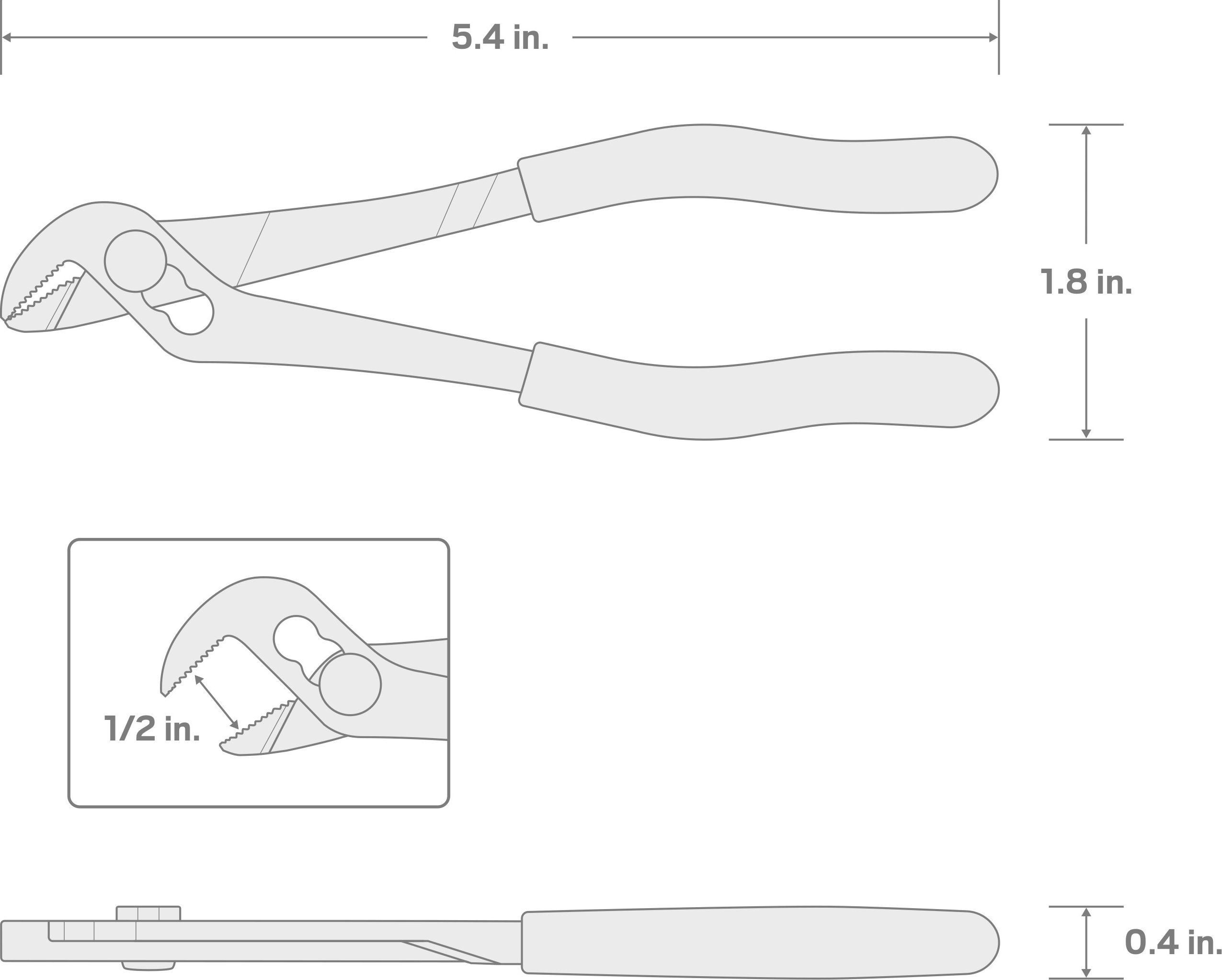 Specs for 5 Inch Angle Nose Slip Joint Pliers (1/2 in. Jaw Capacity)