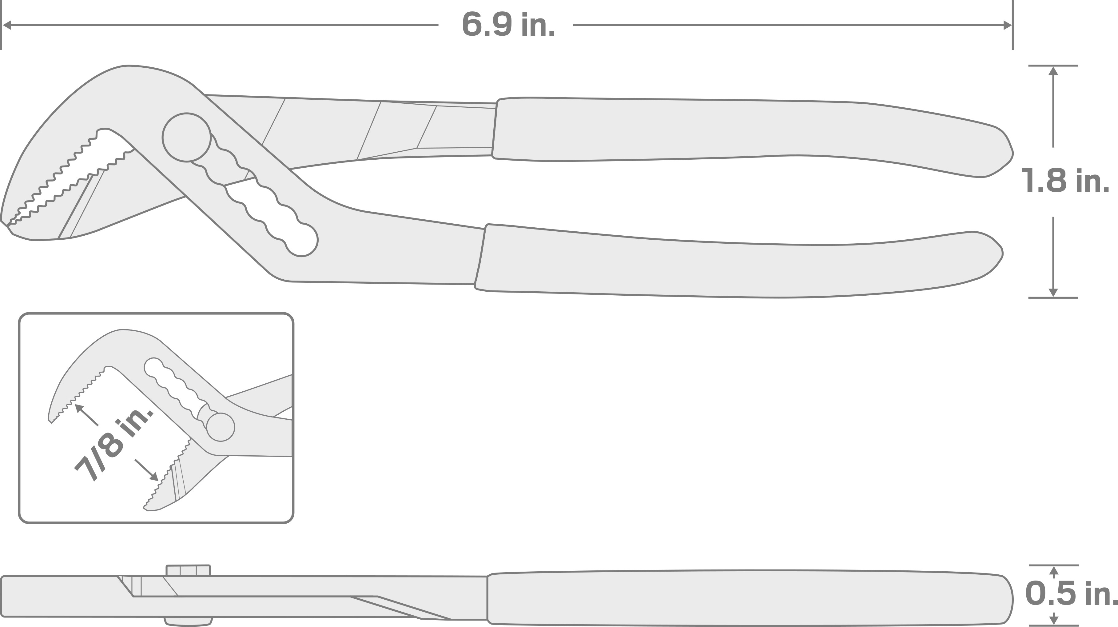 Specs for 7 Inch Angle Nose Slip Joint Pliers (7/8 in. Jaw Capacity)