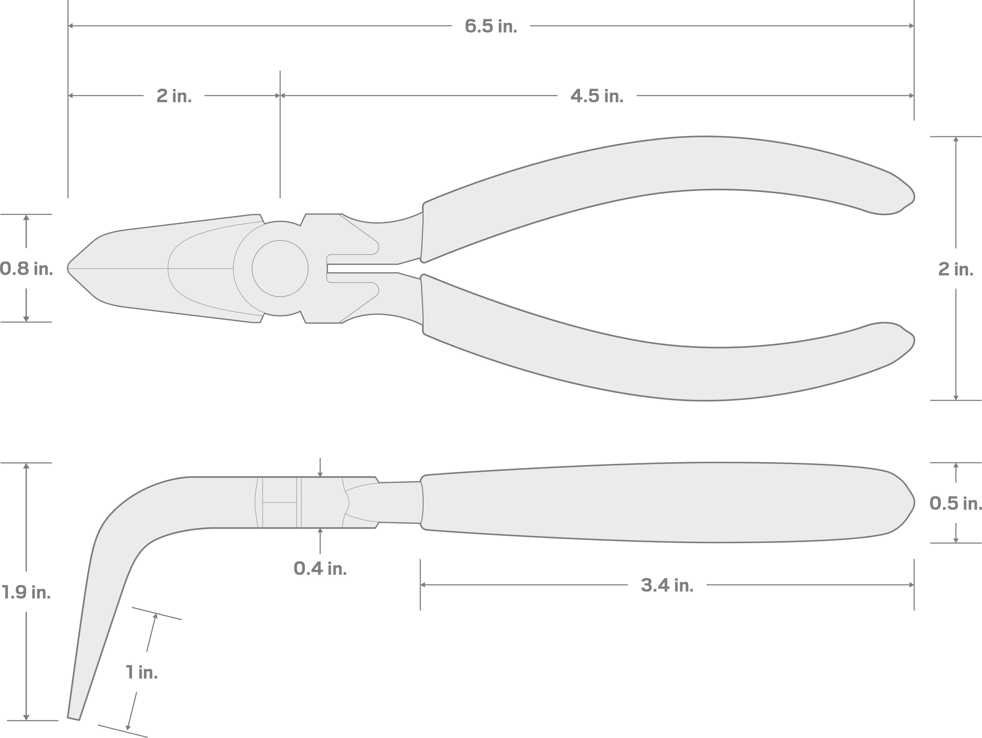 Specs for 6 Inch 70-Degree Long Nose Pliers