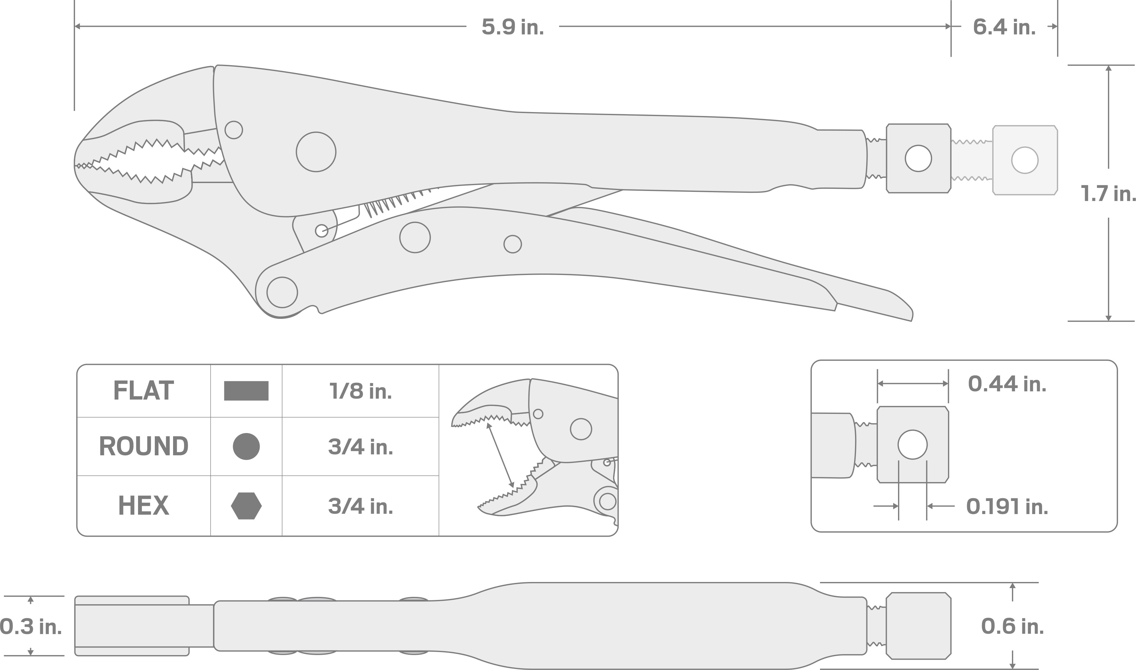 Specs for 5 Inch Curved Jaw Locking Pliers