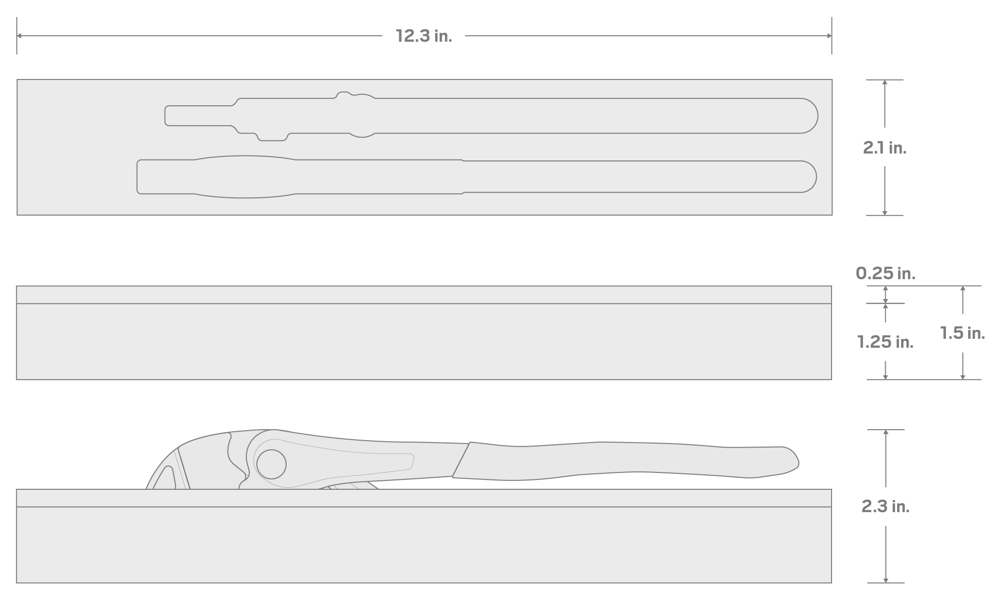 Specs for Pliers Set with 12 x 2 Inch Foam Organizer, 2-Piece (Pliers Wrench, Angle Nose Push Button Adjustable)