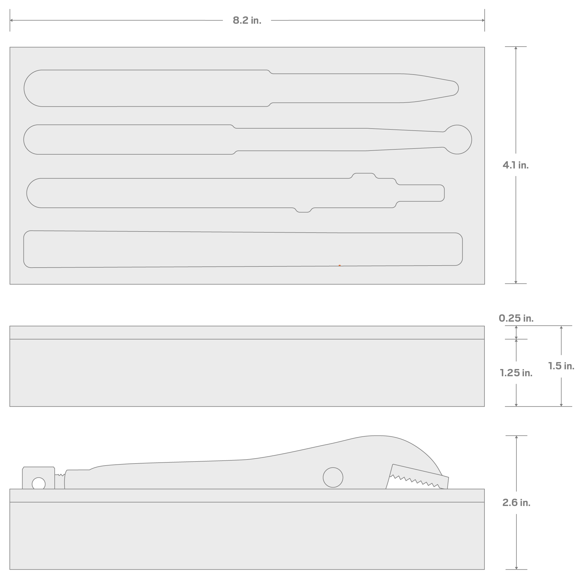 Specs for Gripping and Cutting Pliers Set with 8 x 4 Inch Foam Organizer (4-Piece)