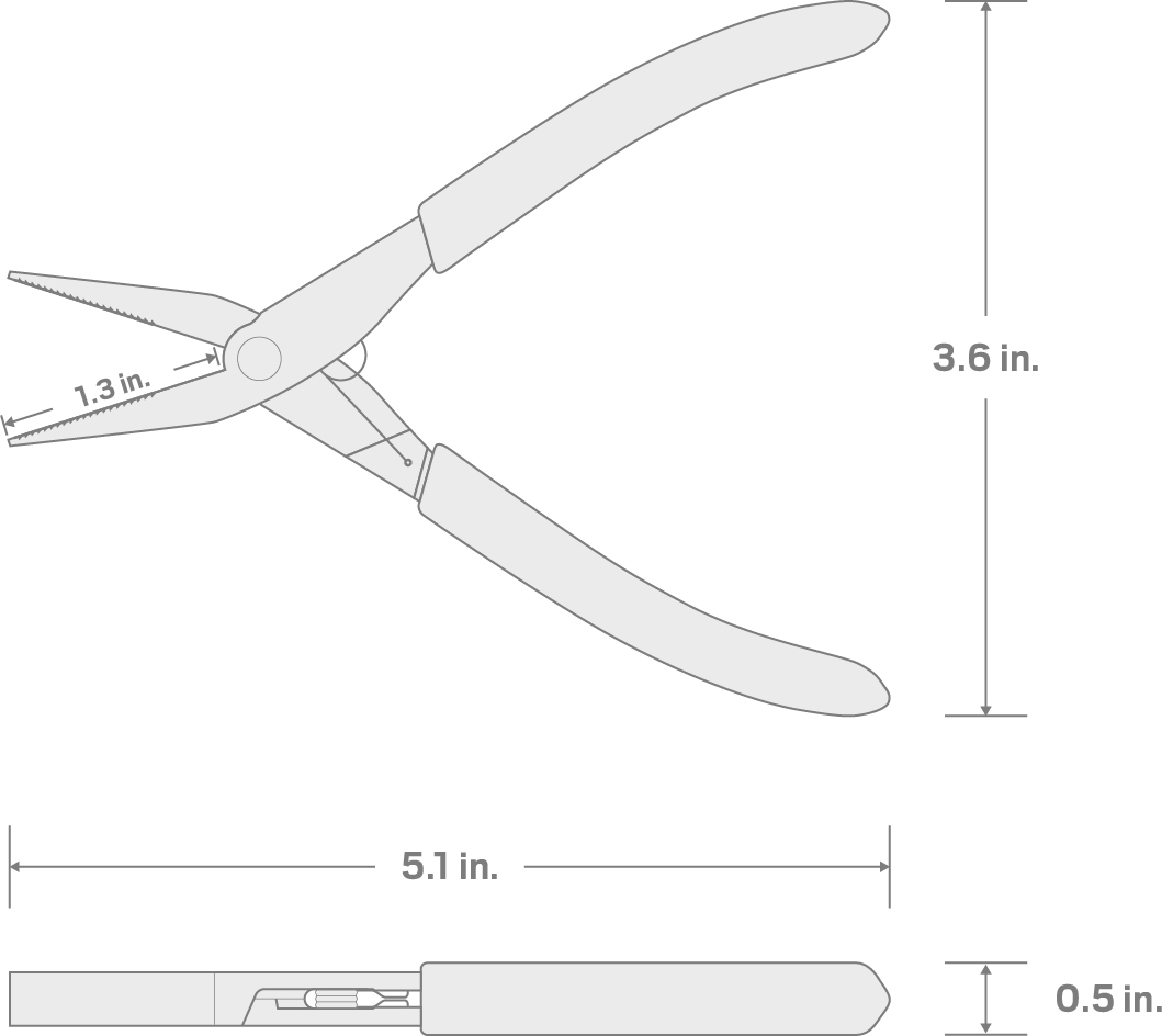 Specs for Mini Flat Nose Pliers (Serrated Jaw)