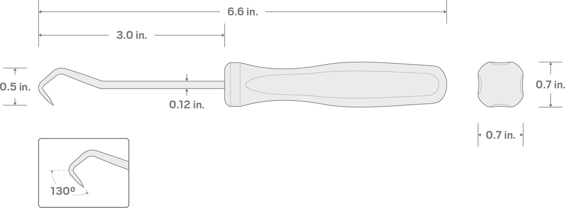 Specs for 130-Degree Pointed Pick (1/8 Inch x 3 Inch)