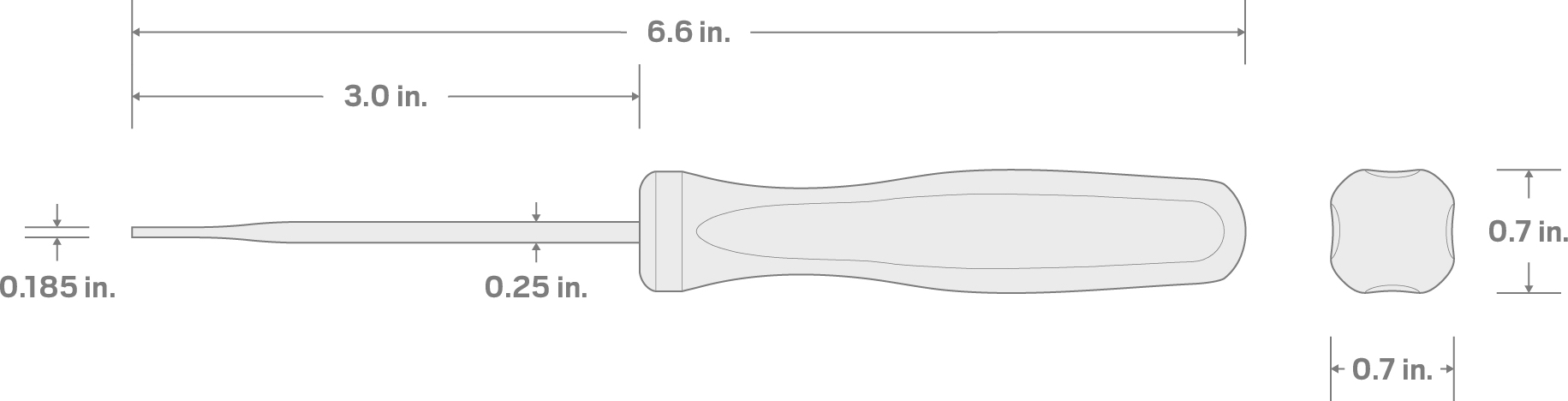 Specs for 3/16 Inch Tip Probe (1/4 x 3 in. Shank)