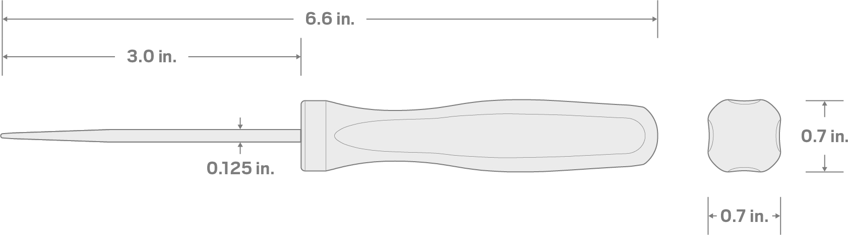 Specs for Straight Blunt Pick (1/8 Inch x 3 Inch)