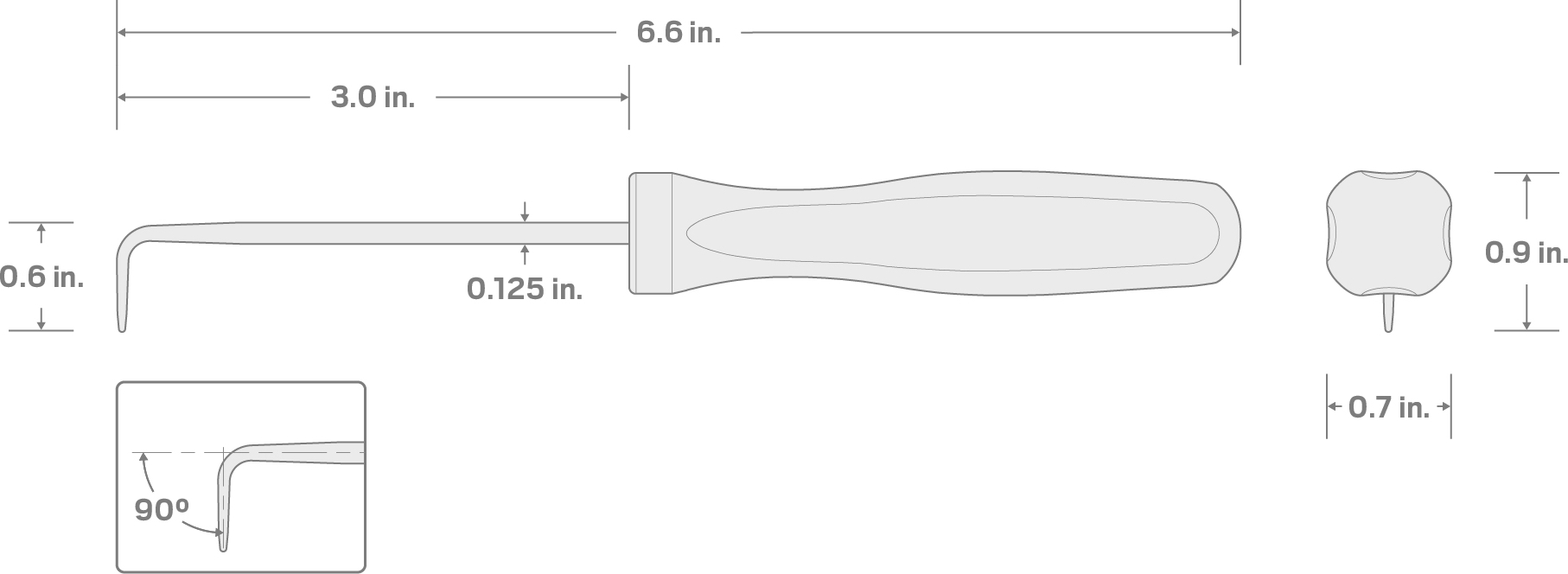 Specs for 90-Degree Blunt Pick (1/8 Inch x 3 Inch)