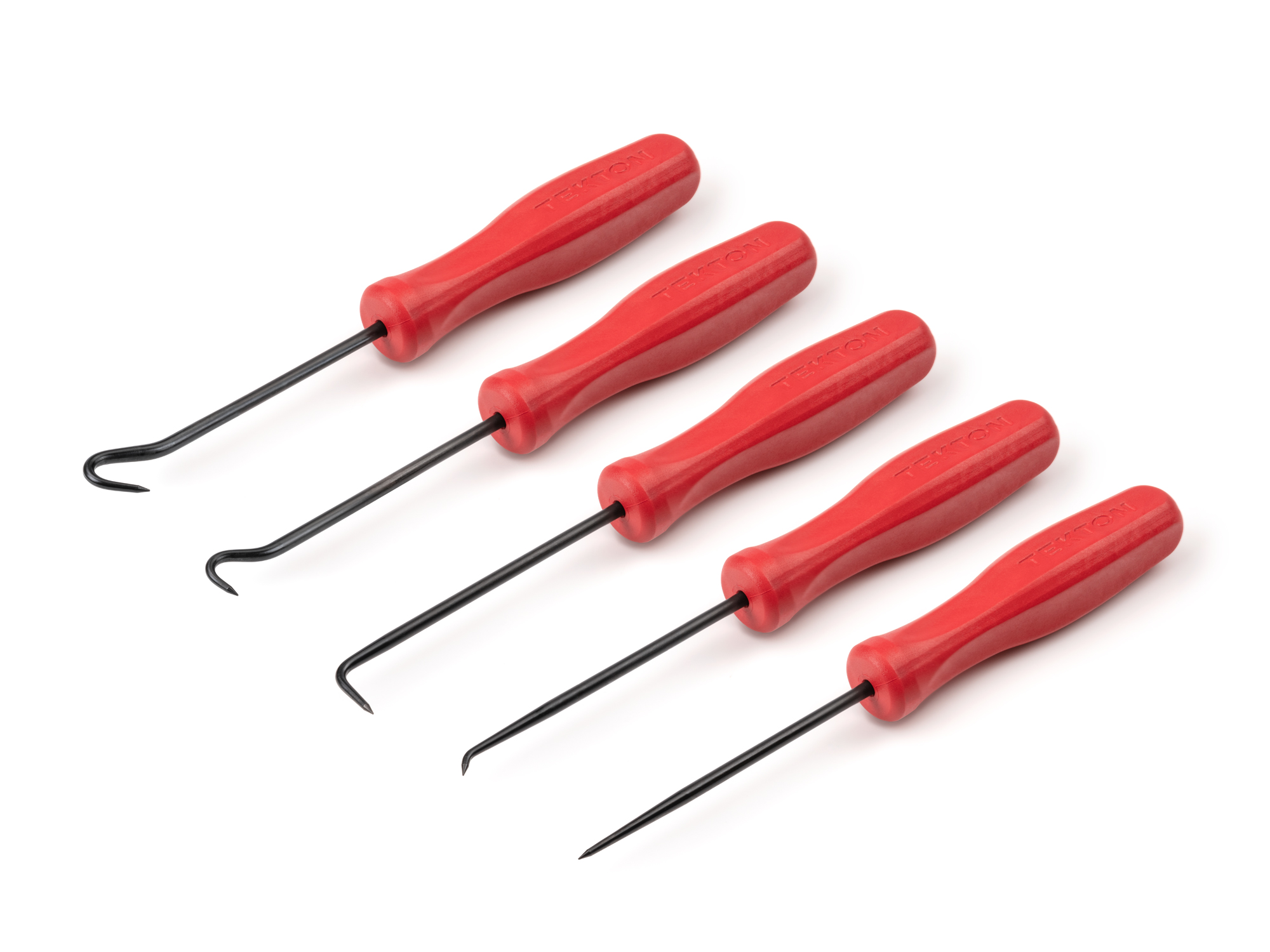 Set includes straight pick, 45-degree bent pick, 90-degree bent pick, 90-degree hook, and 130-degree hook. PNH90101.