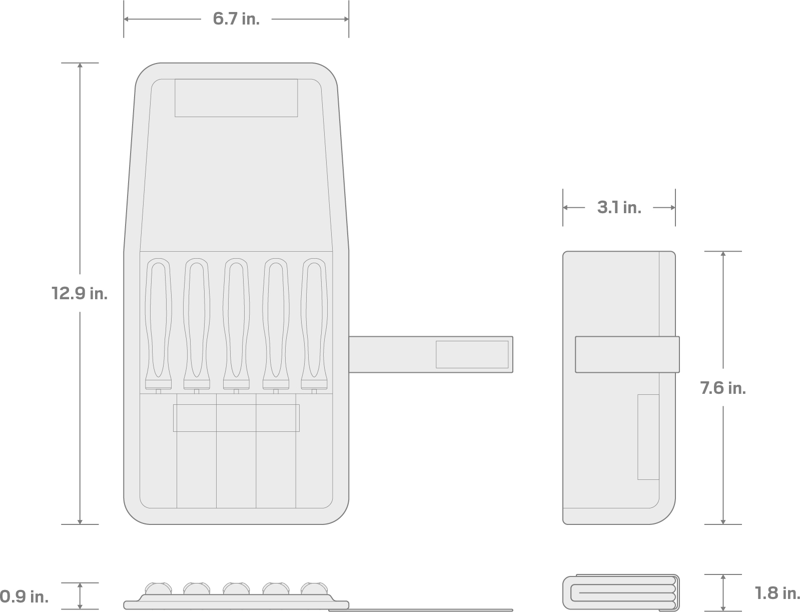 Specs for Blunt Pick and Hook Set with Pouch (5-Piece)