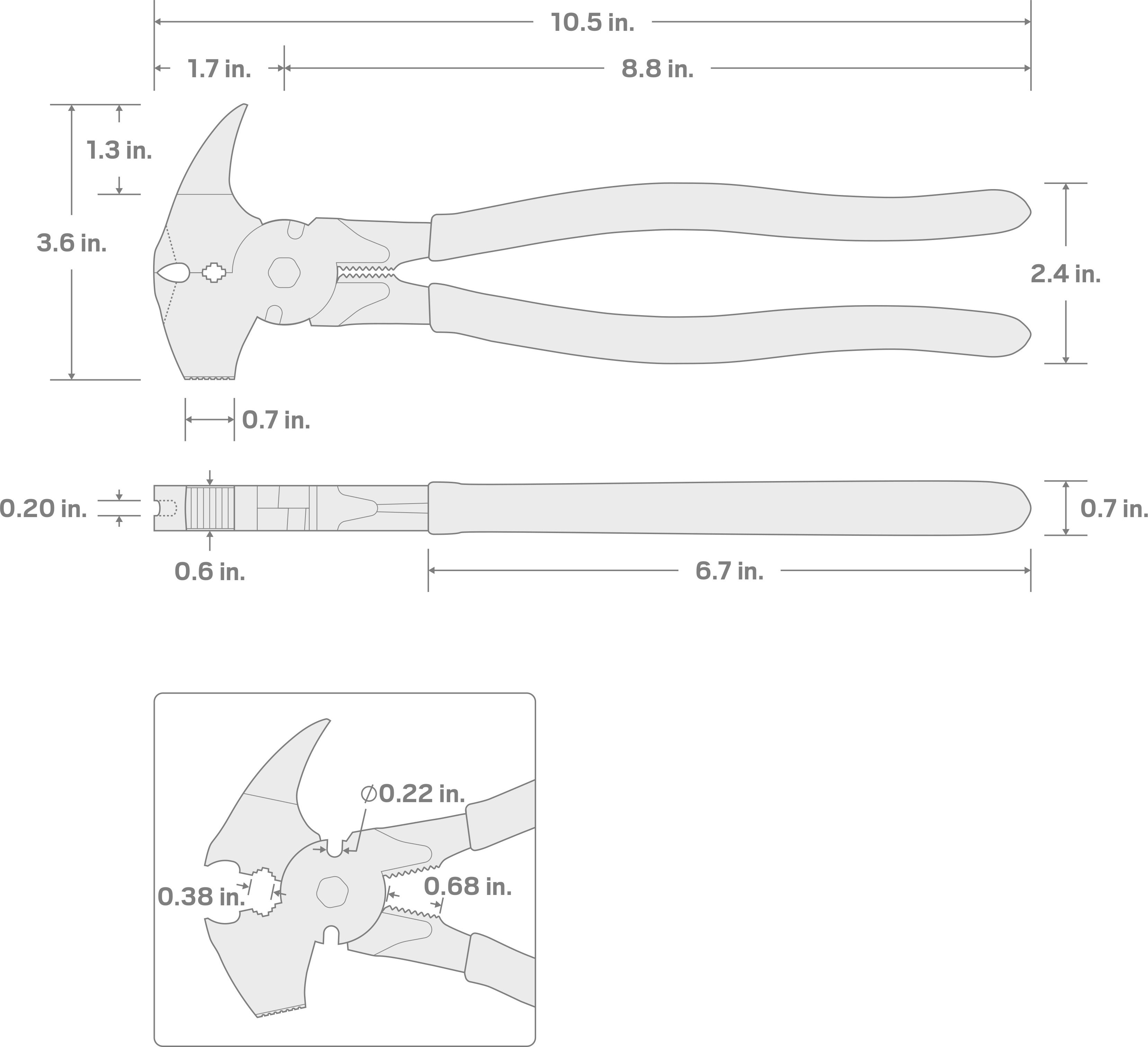 Specs for 10-1/2 Inch Fencing Pliers