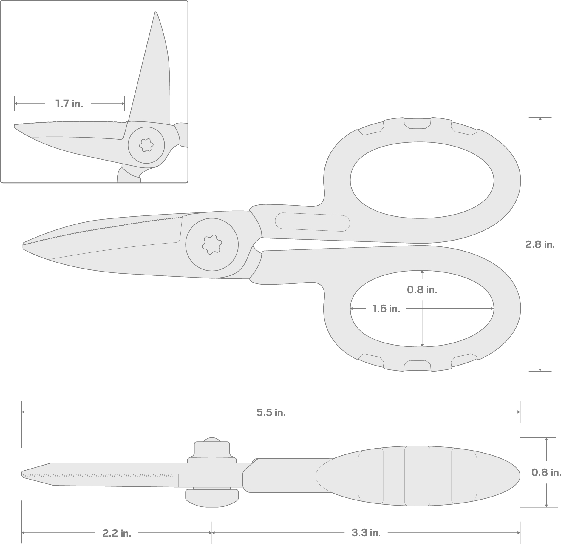 Specs for Compact Shop Scissors