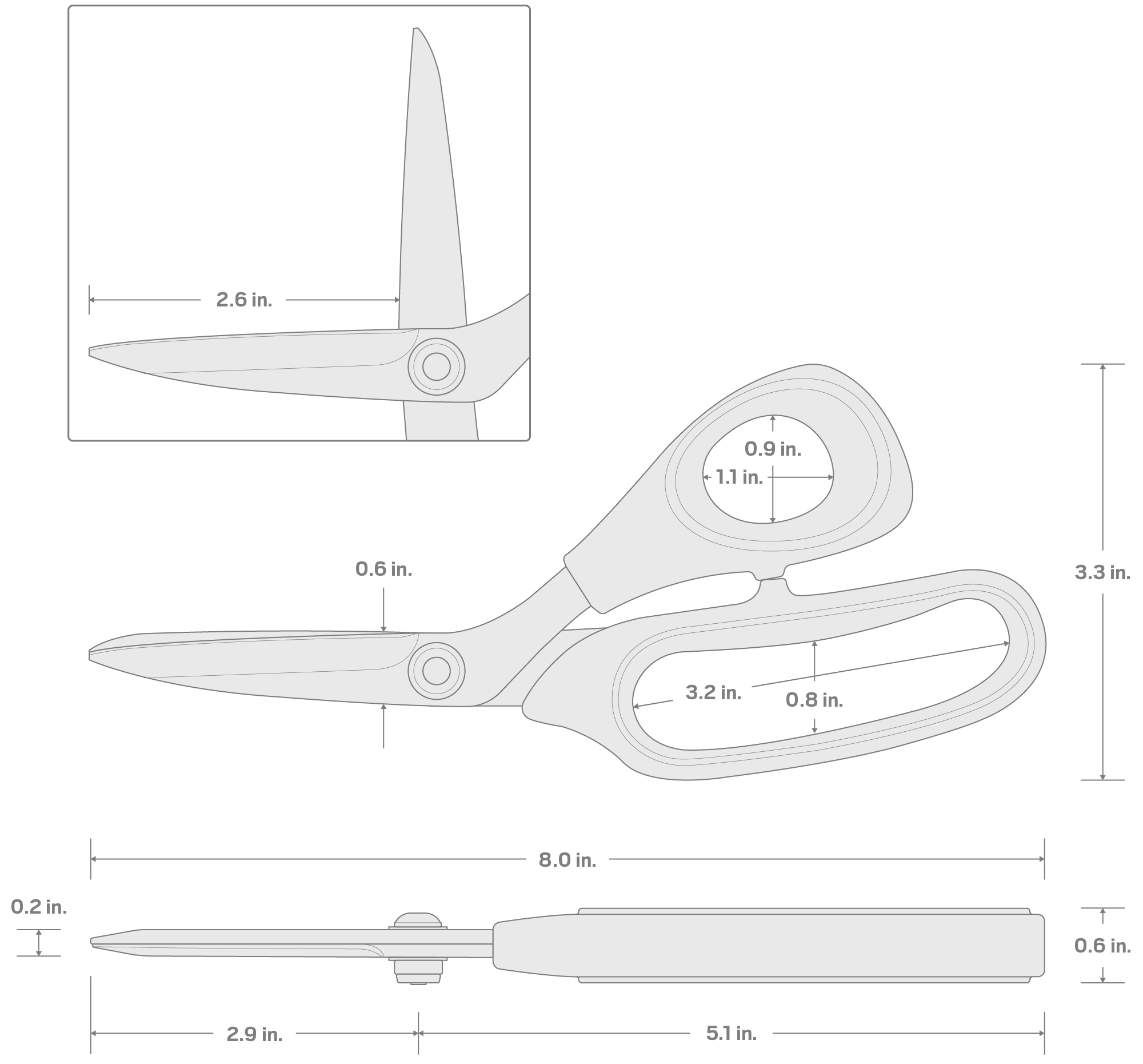 Specs for 8 Inch Shop Scissors
