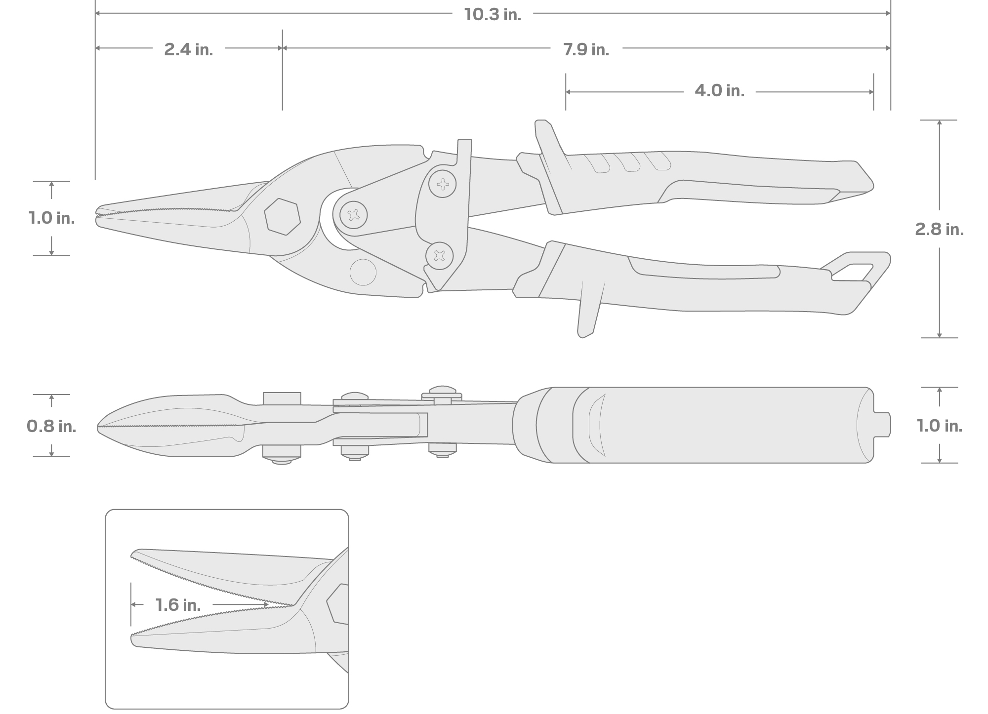 Specs for 10 Inch Aviation Snips (Straight)