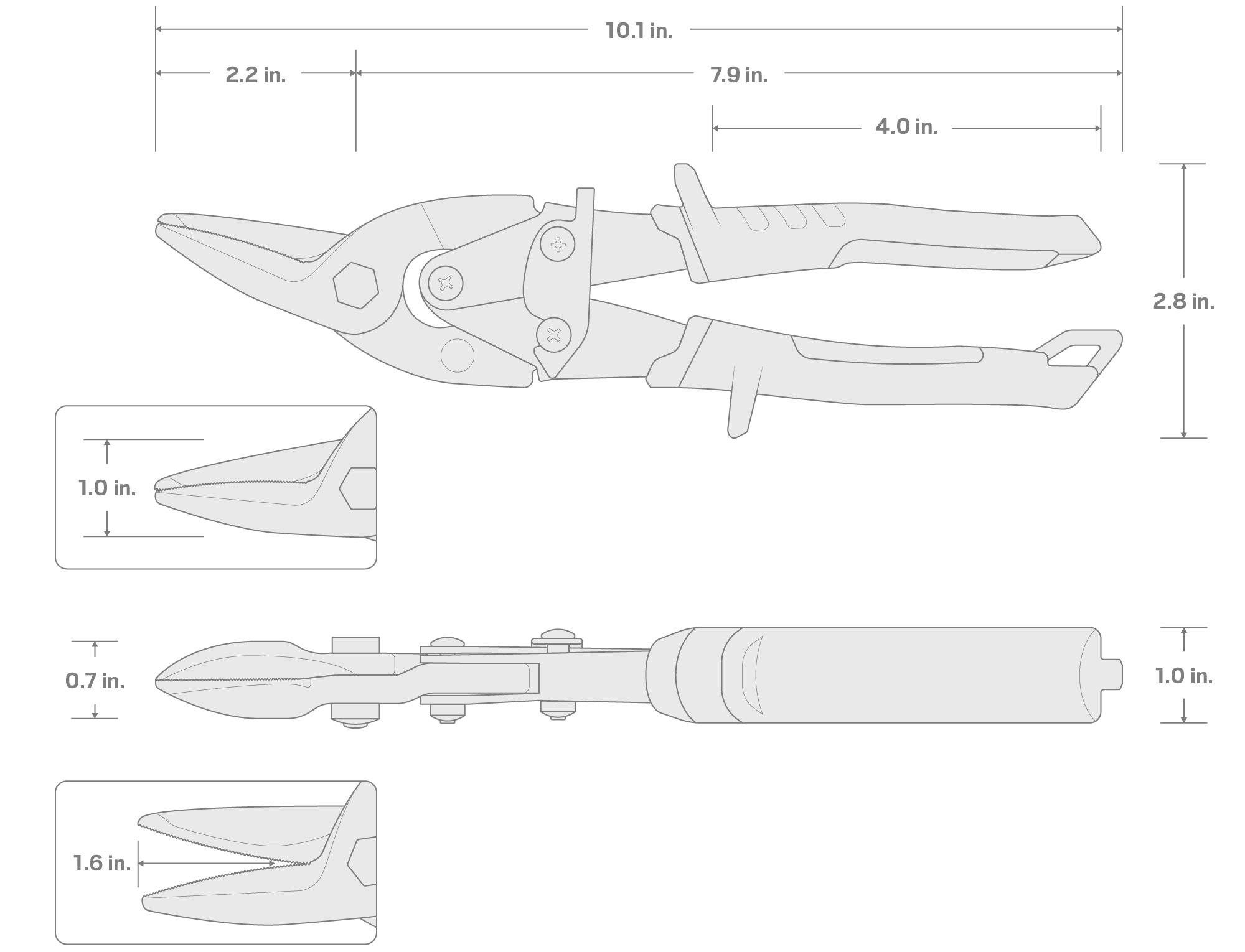 Specs for 10 Inch Aviation Snips (Left)