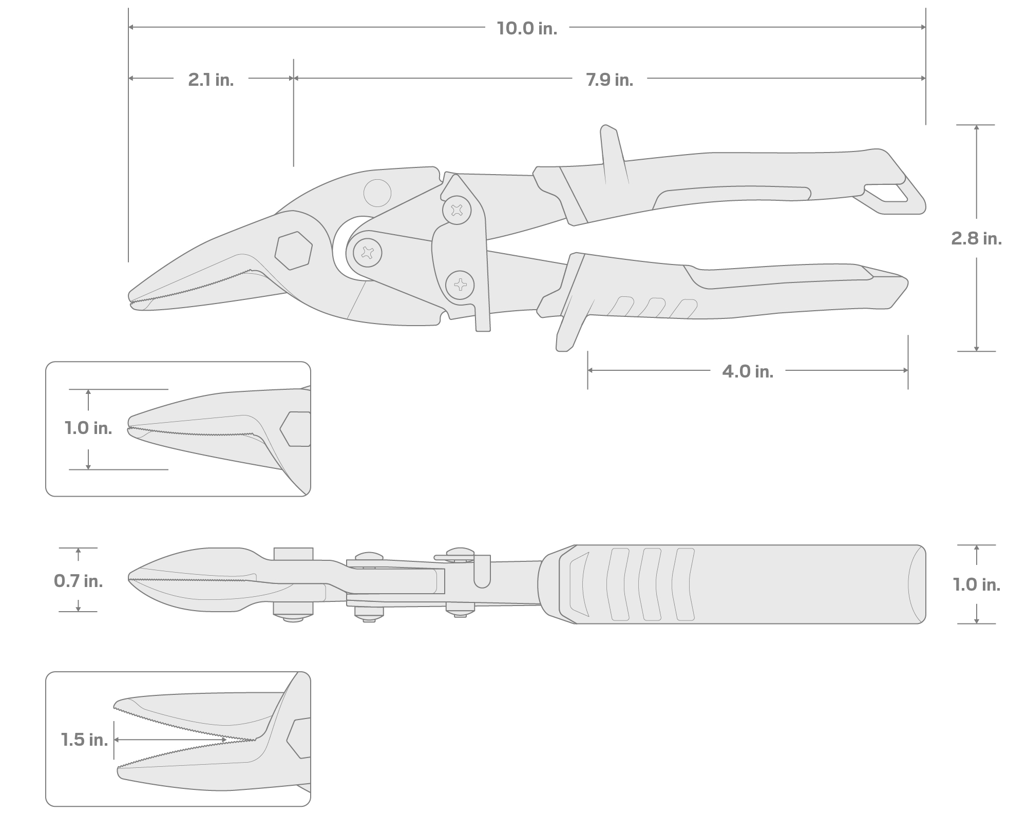 Specs for 10 Inch Aviation Snips (Right)