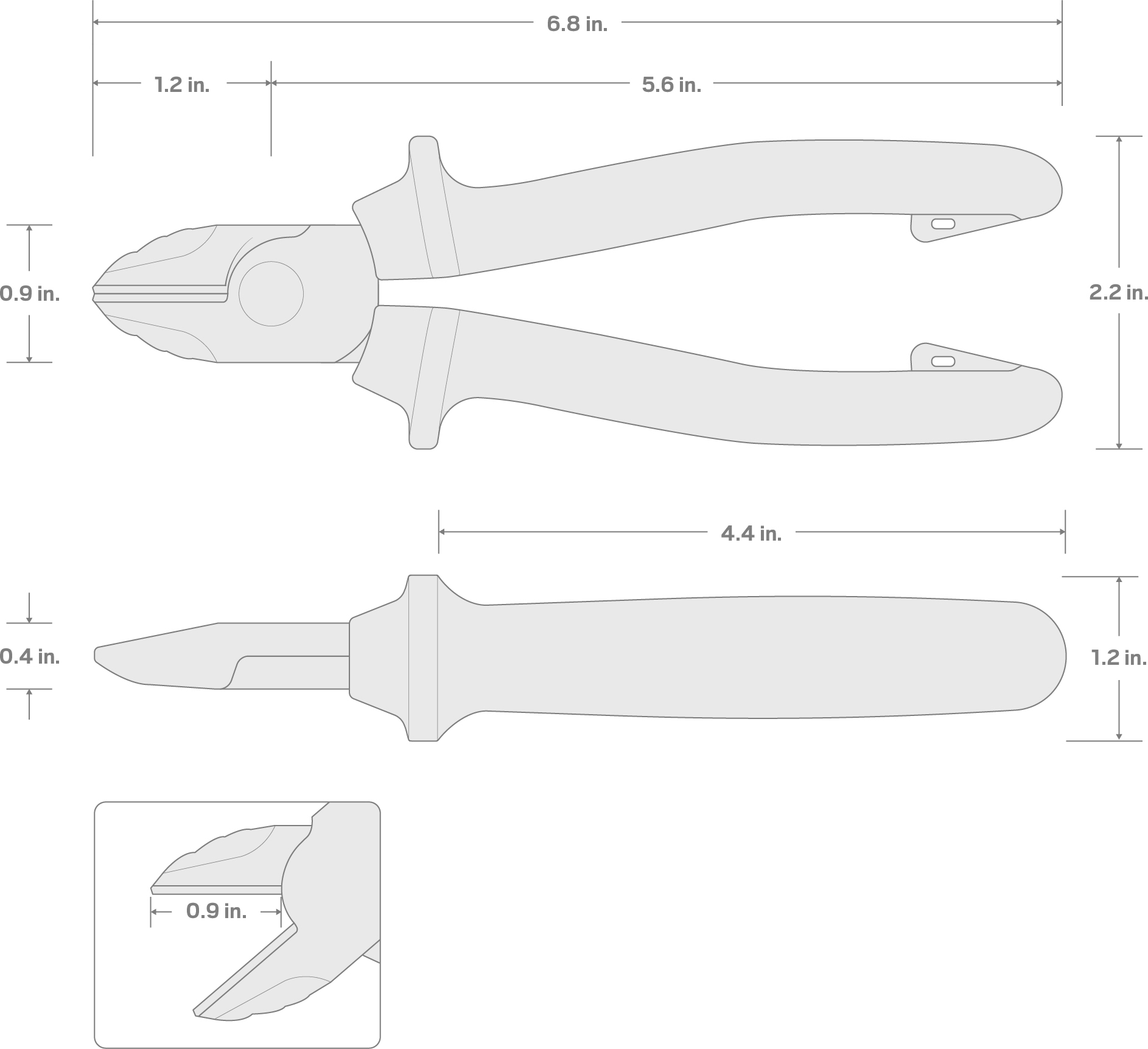 Specs for 7 Inch Insulated Diagonal Cutting Pliers