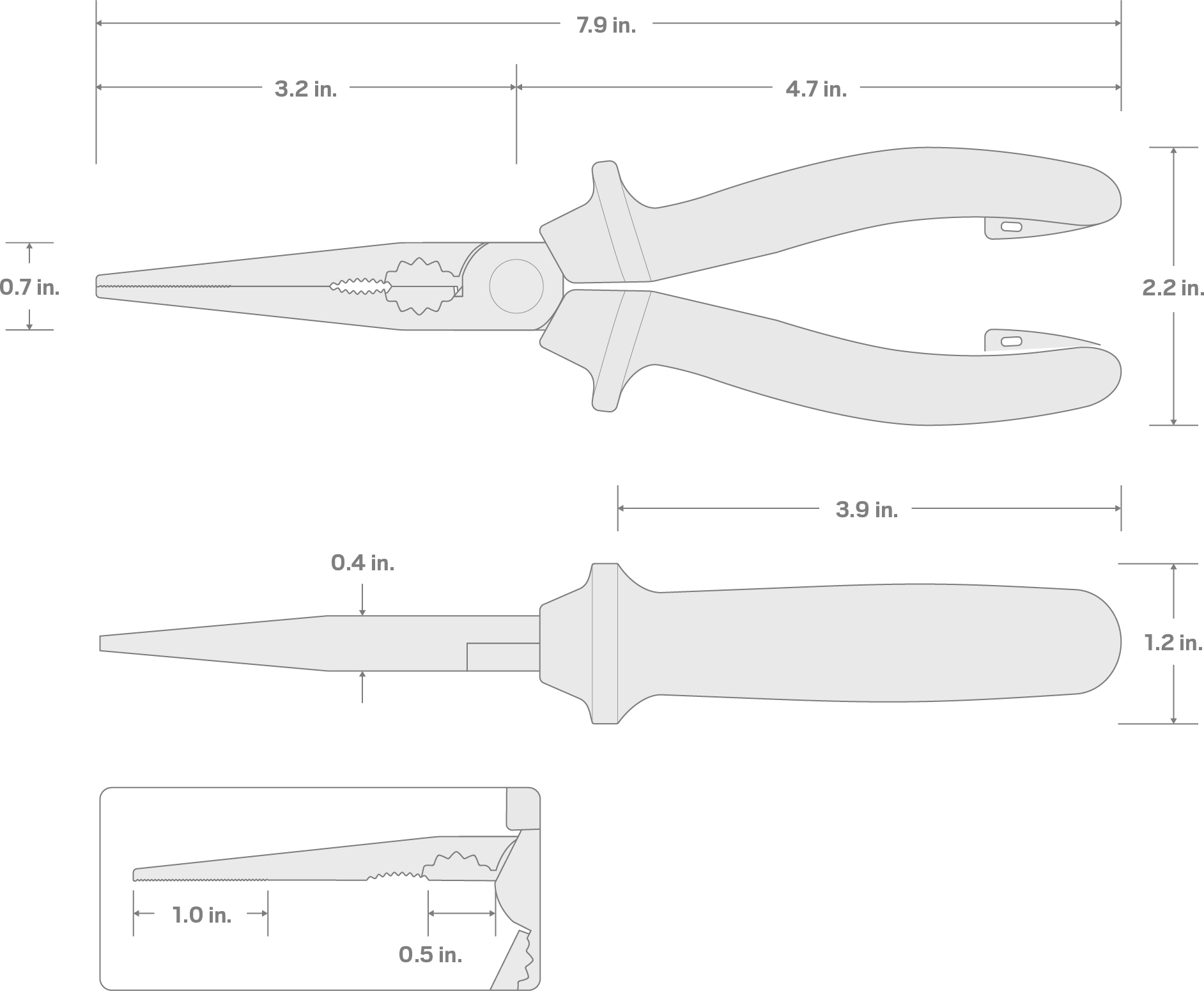 Specs for 8 Inch Insulated Long Nose Pliers
