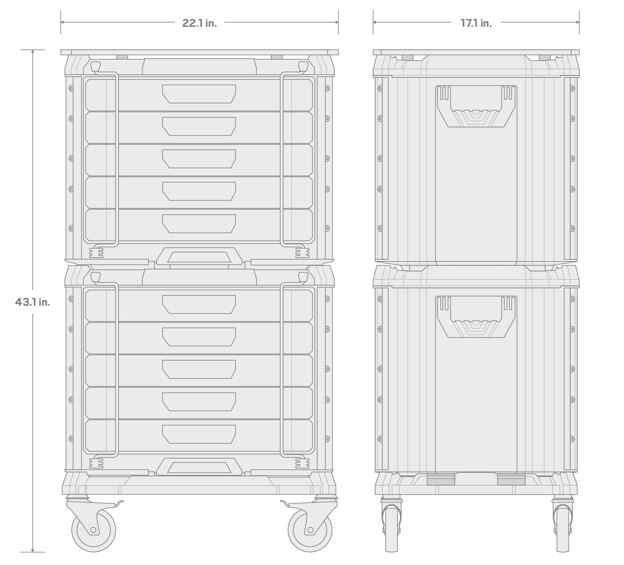 Specs for 558-Piece Tool Set with RIG 10-Drawer Tool Cart (Slate Gray)