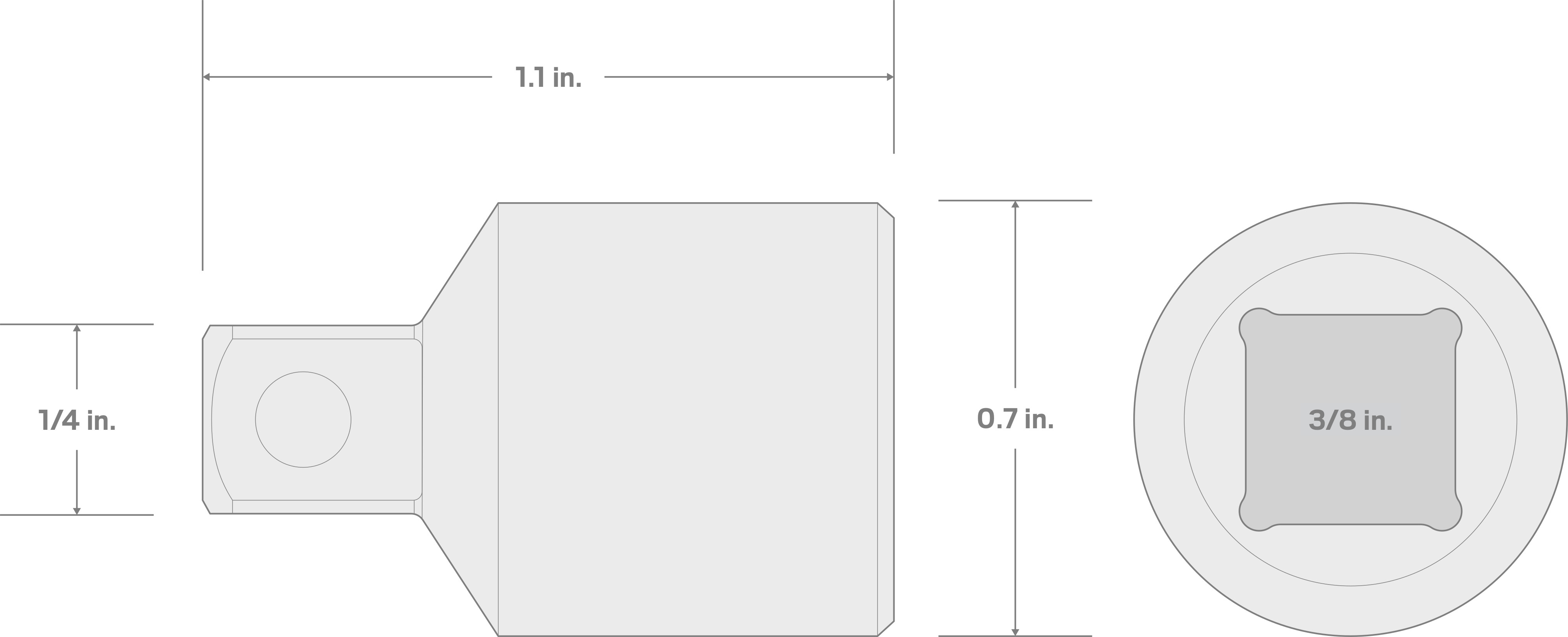 Specs for 3/8 Inch Drive (F) x 1/4 Inch (M) Reducer