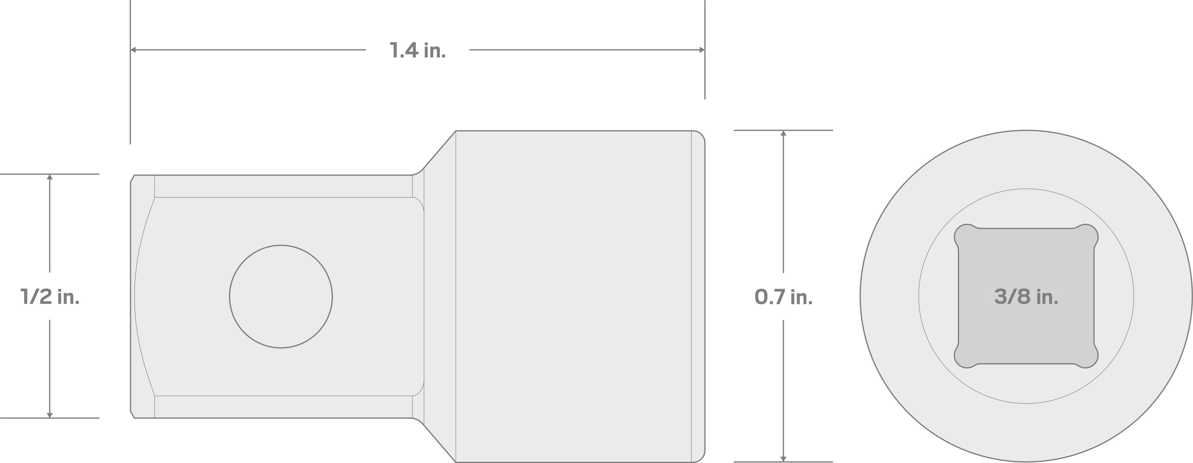 Specs for 3/8 Inch Drive (F) x 1/2 Inch (M) Adapter