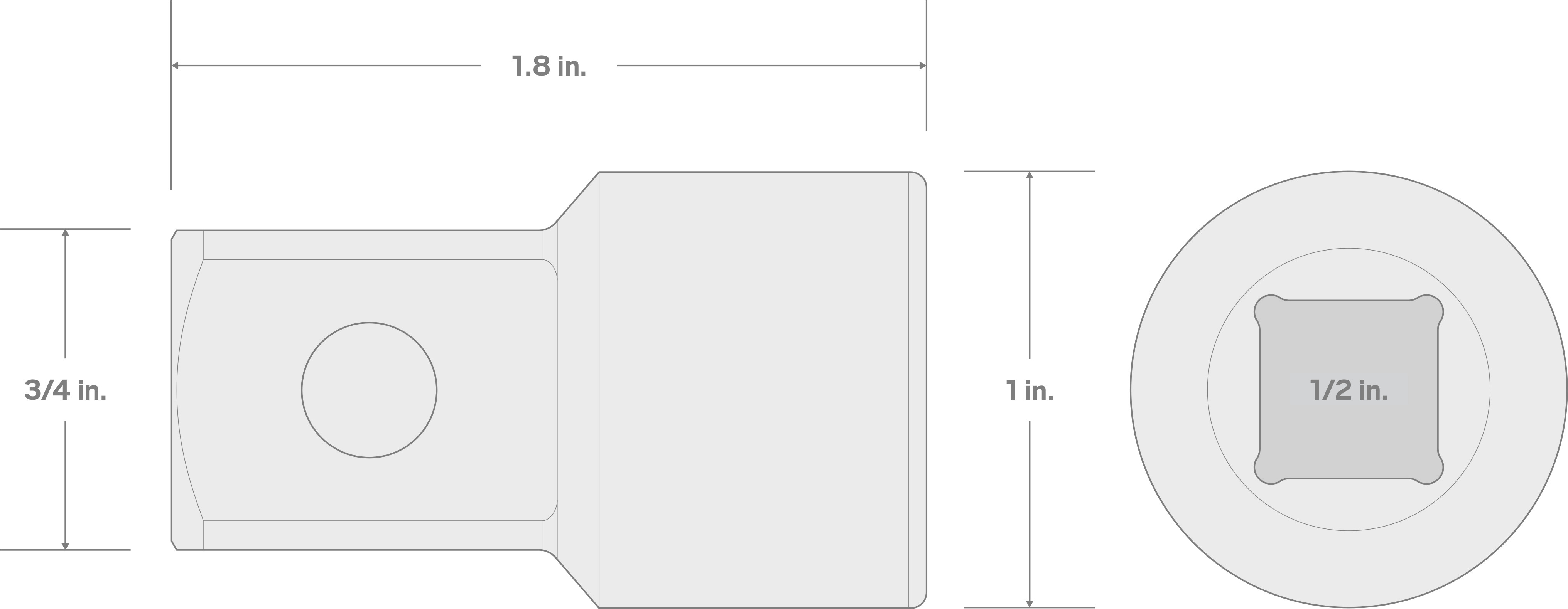 Specs for 1/2 Inch Drive (F) x 3/4 Inch (M) Adapter